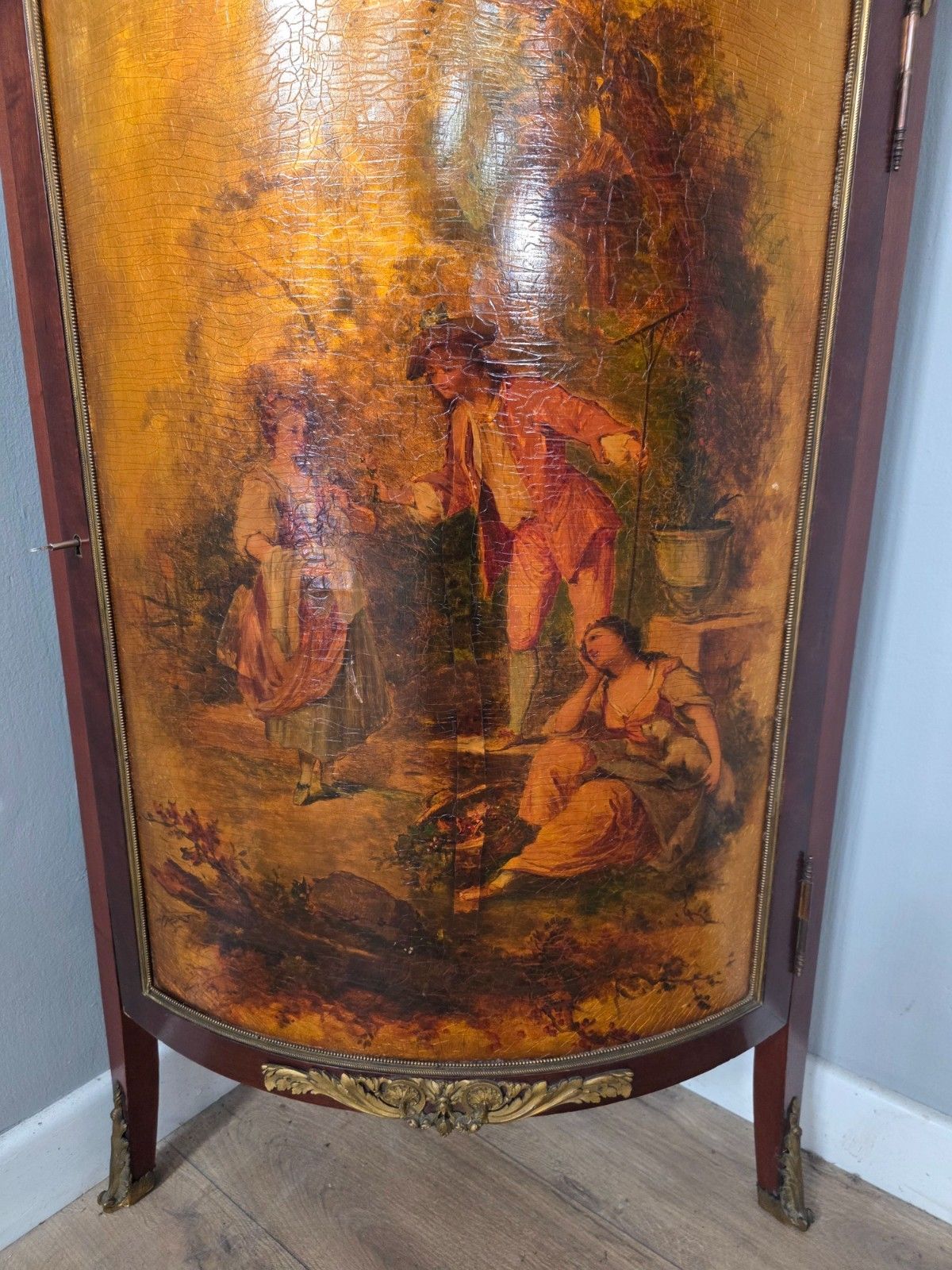 Antique French Vernis Martin Style Corner Cupboard 1900s photo 795.0