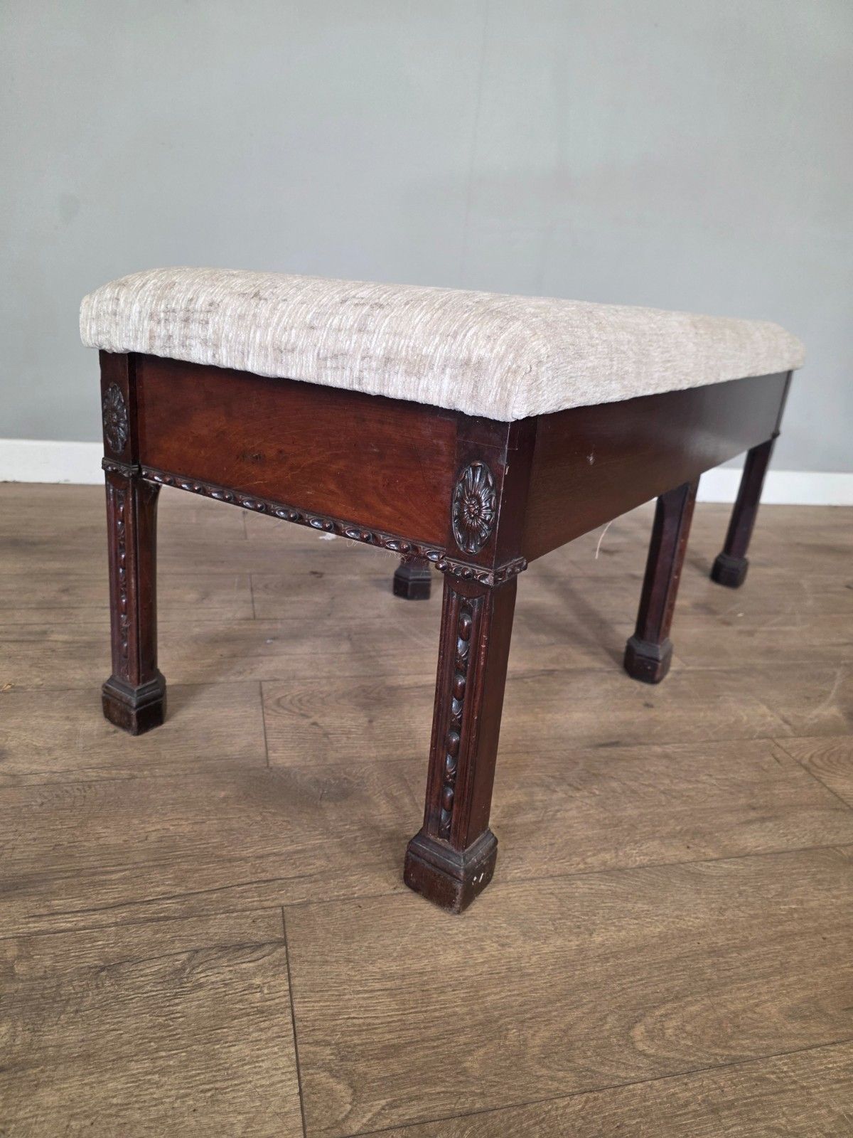 Antique Mahogany Adams Style Large Stool/Window Seat 18th Century photo vinterior