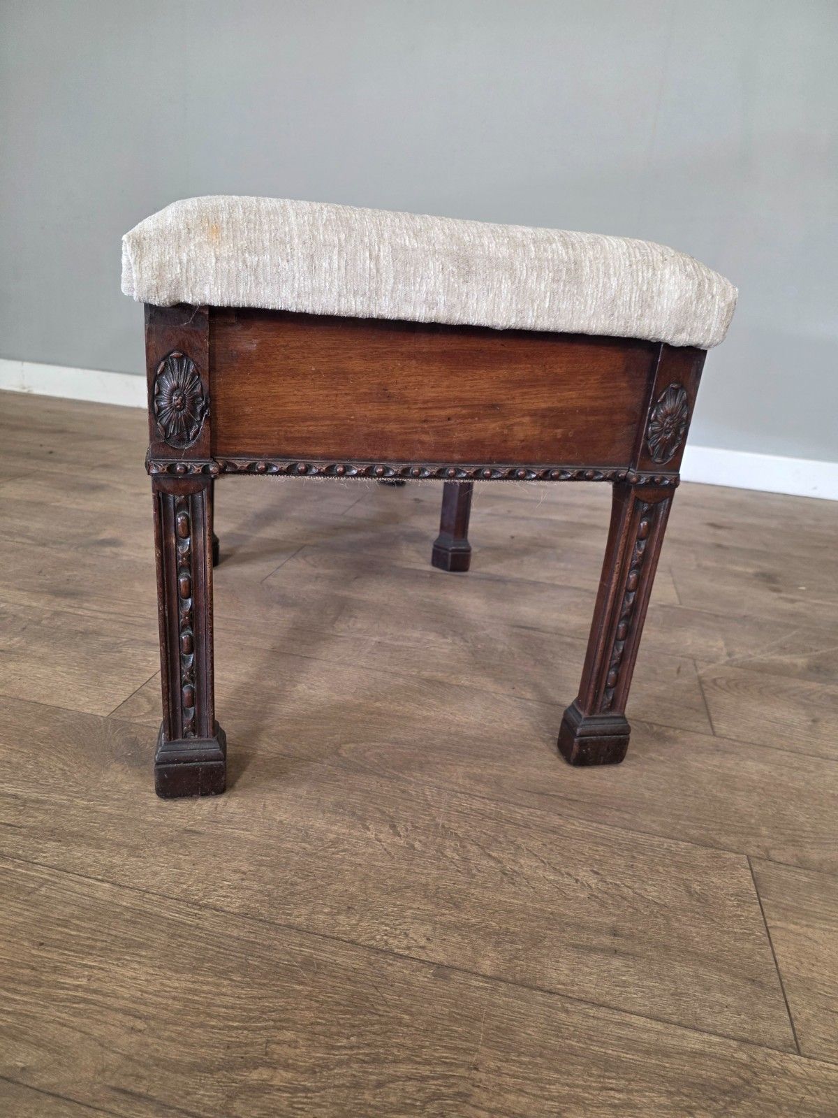 photo furniture Antique Mahogany Adams Style Large Stool/Window Seat 18th Century