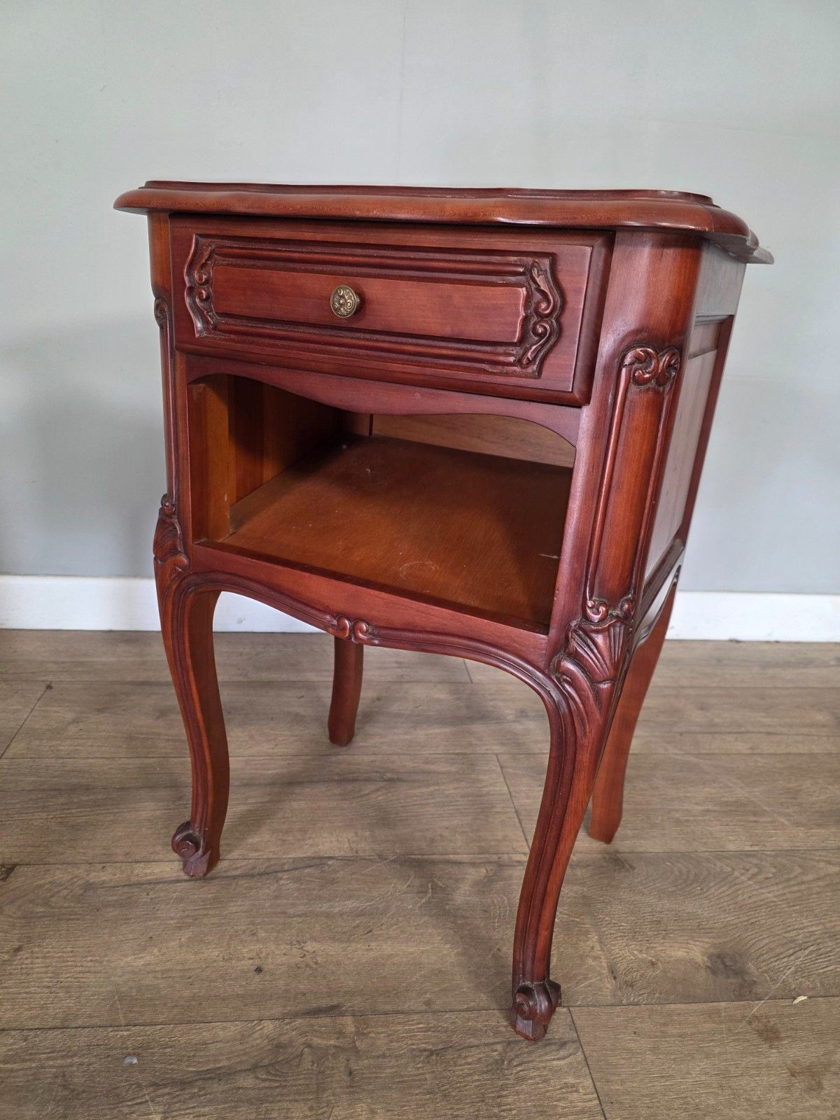 Pair Of Antique French Louis XV Style Bedside Cabinets 1960s photo vintage