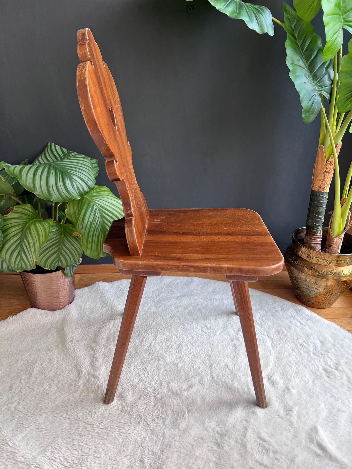 Unique Wood Accent Chair, Brutalist Mid Century Modern Farmhouse Furniture photo buy