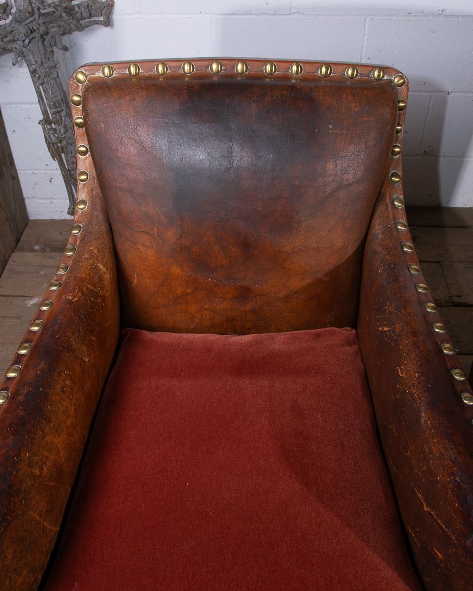 photo for sale Pair Of Art Deco Leather Club Armchairs