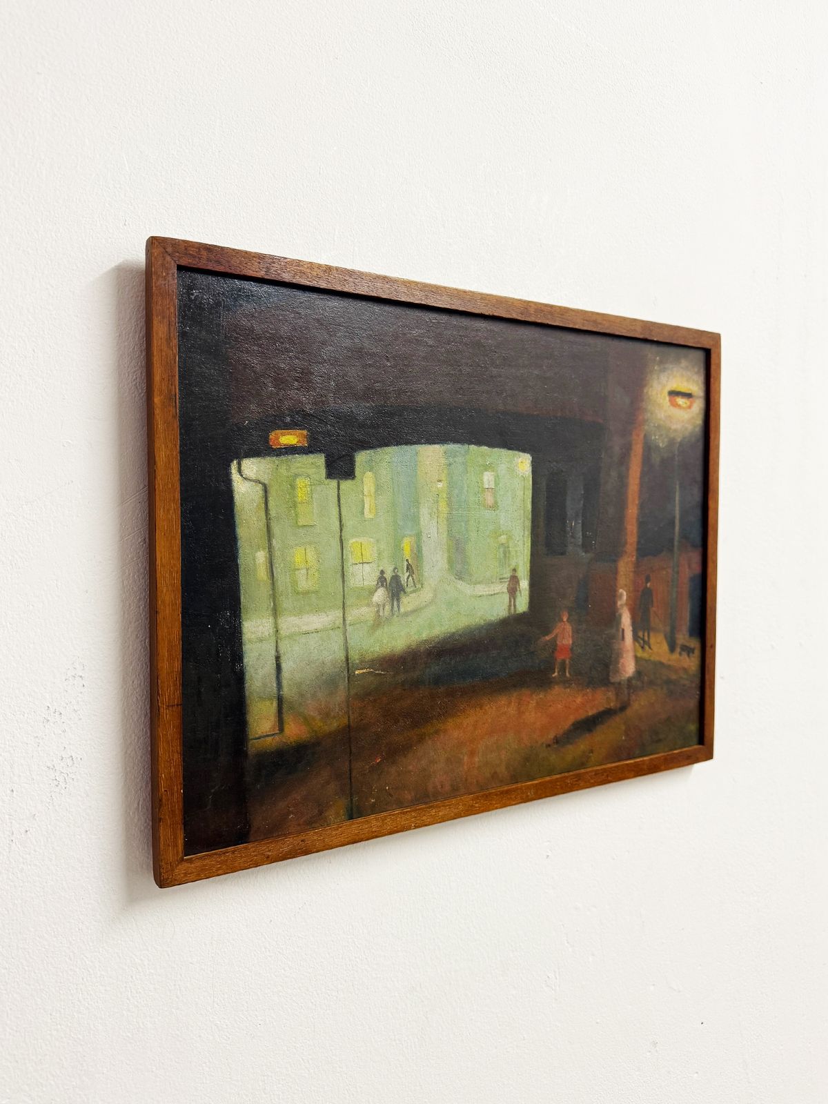 Mabel Alleyne Oil Painting “Between The Lights” Rba Exhibited, London Nocturne Street Scene photo furniture