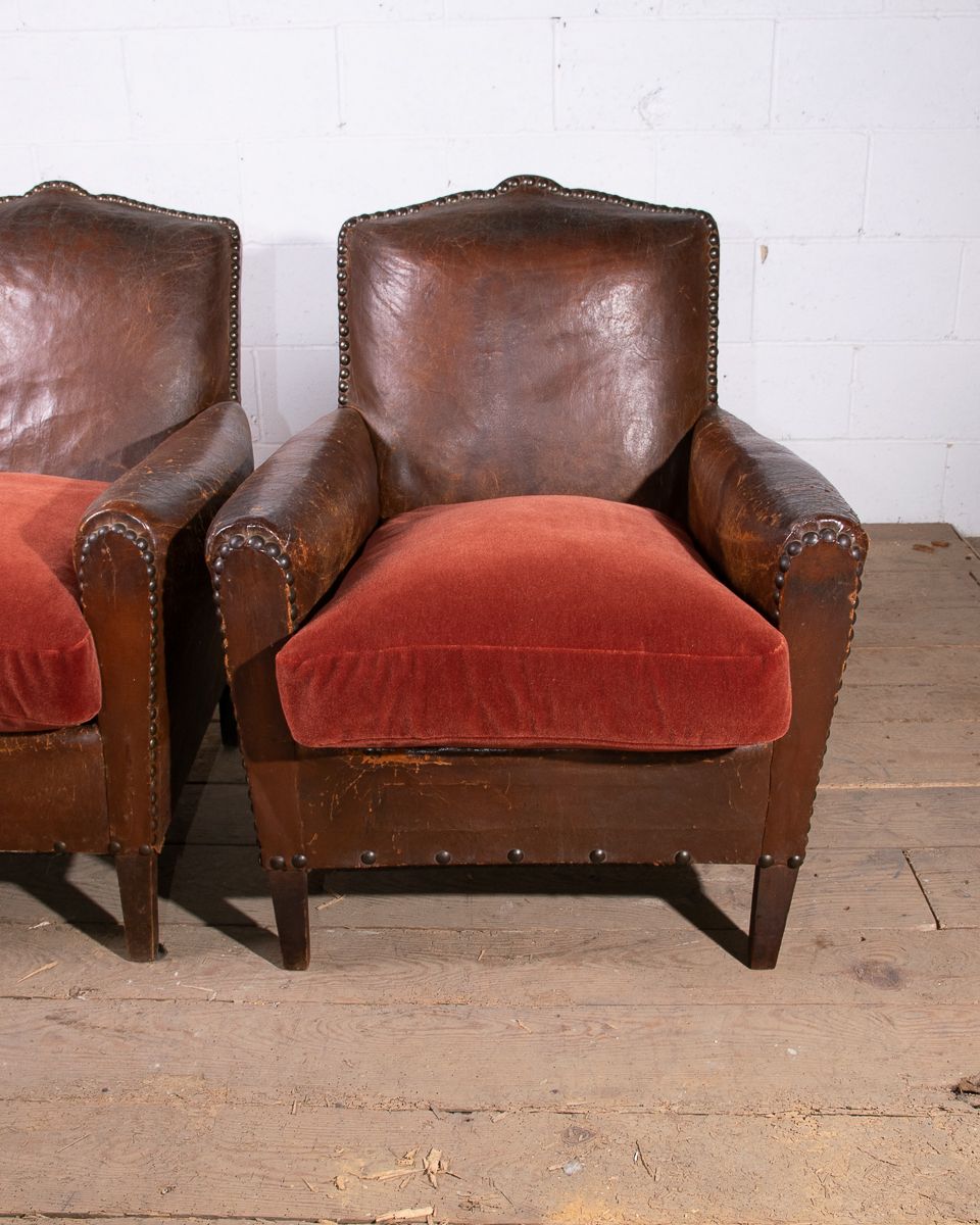 photo buy Pair Of Leather Club Armchairs