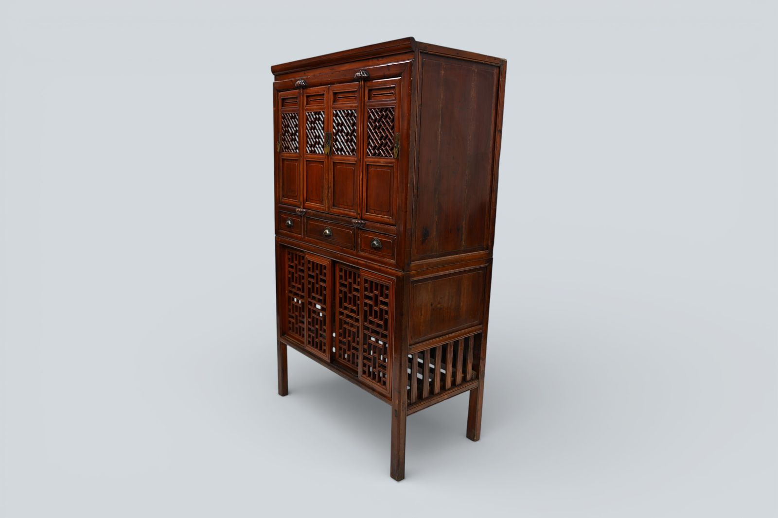 Antique Chinese Lattice Kitchen Cabinet Lower Chicken Coop Red Free Uk Delivery* photo furniture