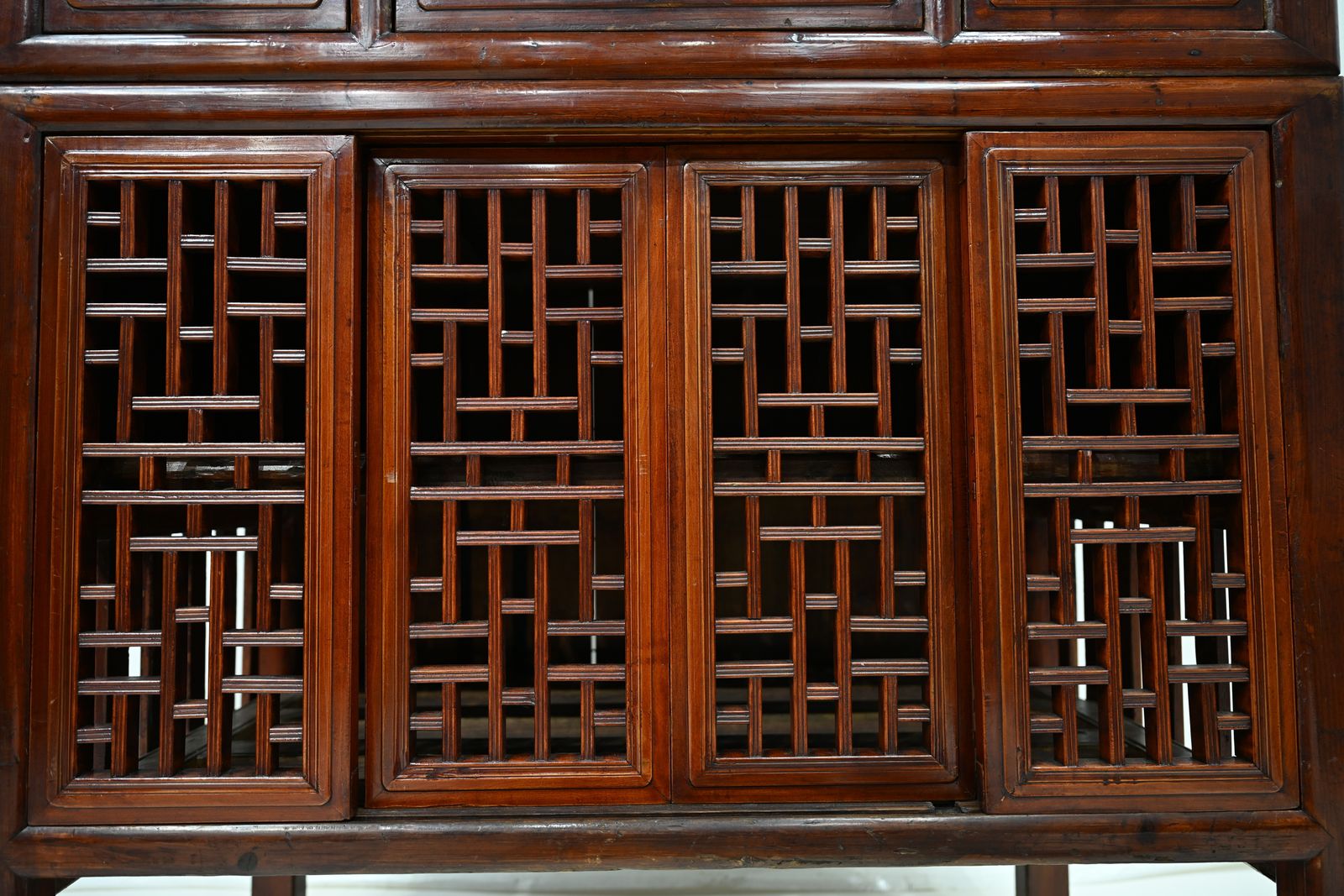 photo buy Antique Chinese Lattice Kitchen Cabinet Lower Chicken Coop Red Free Uk Delivery*