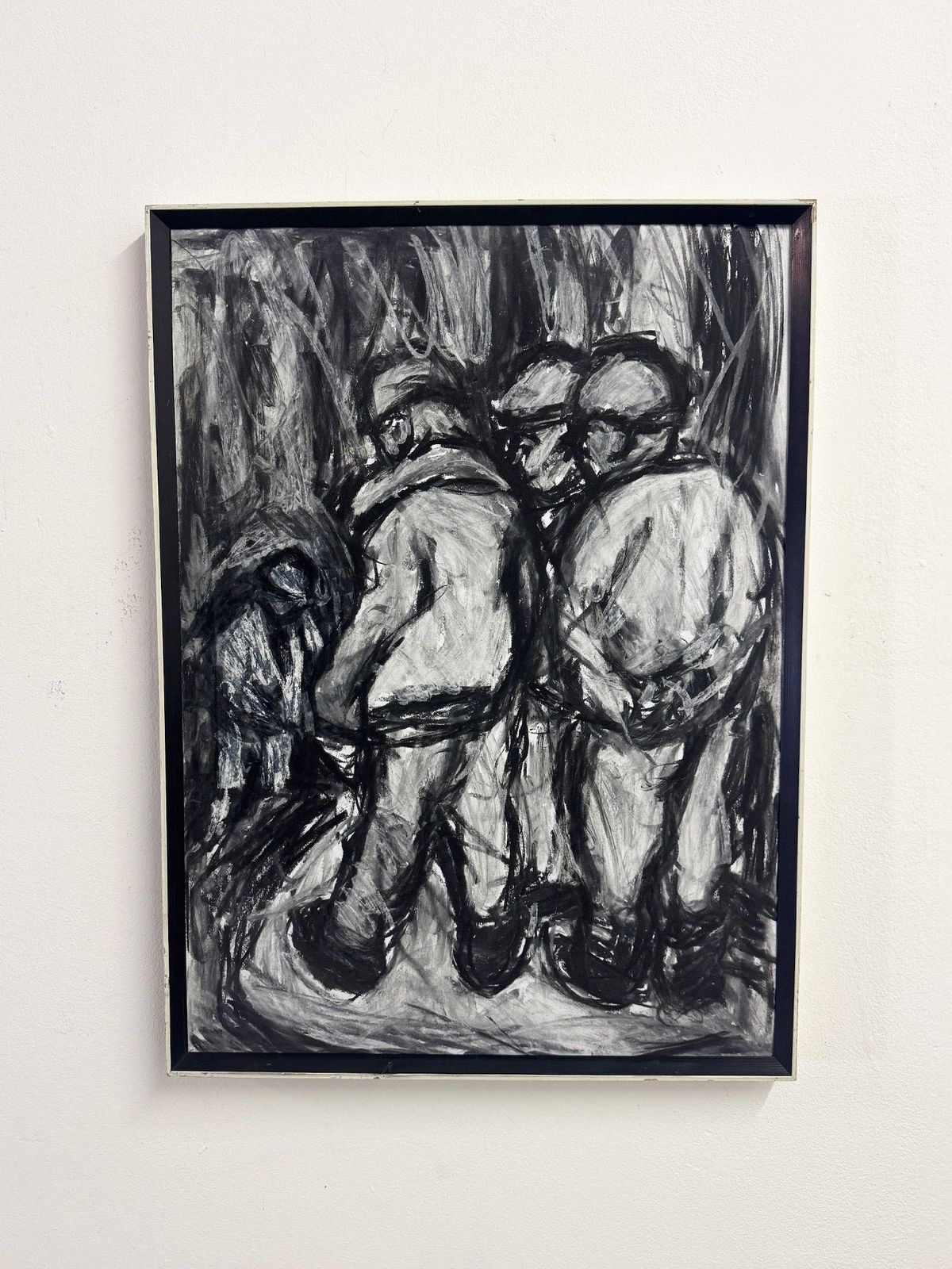 Barry De More, Yorkshire Miners   Vintage Expressive Charcoal Figurative Drawing