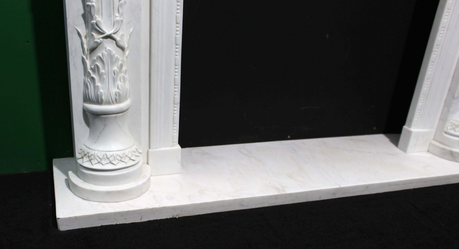 photo buy Fine Louis XVI Style Carved White Marble Fireplace Surround With Caryatid Figure