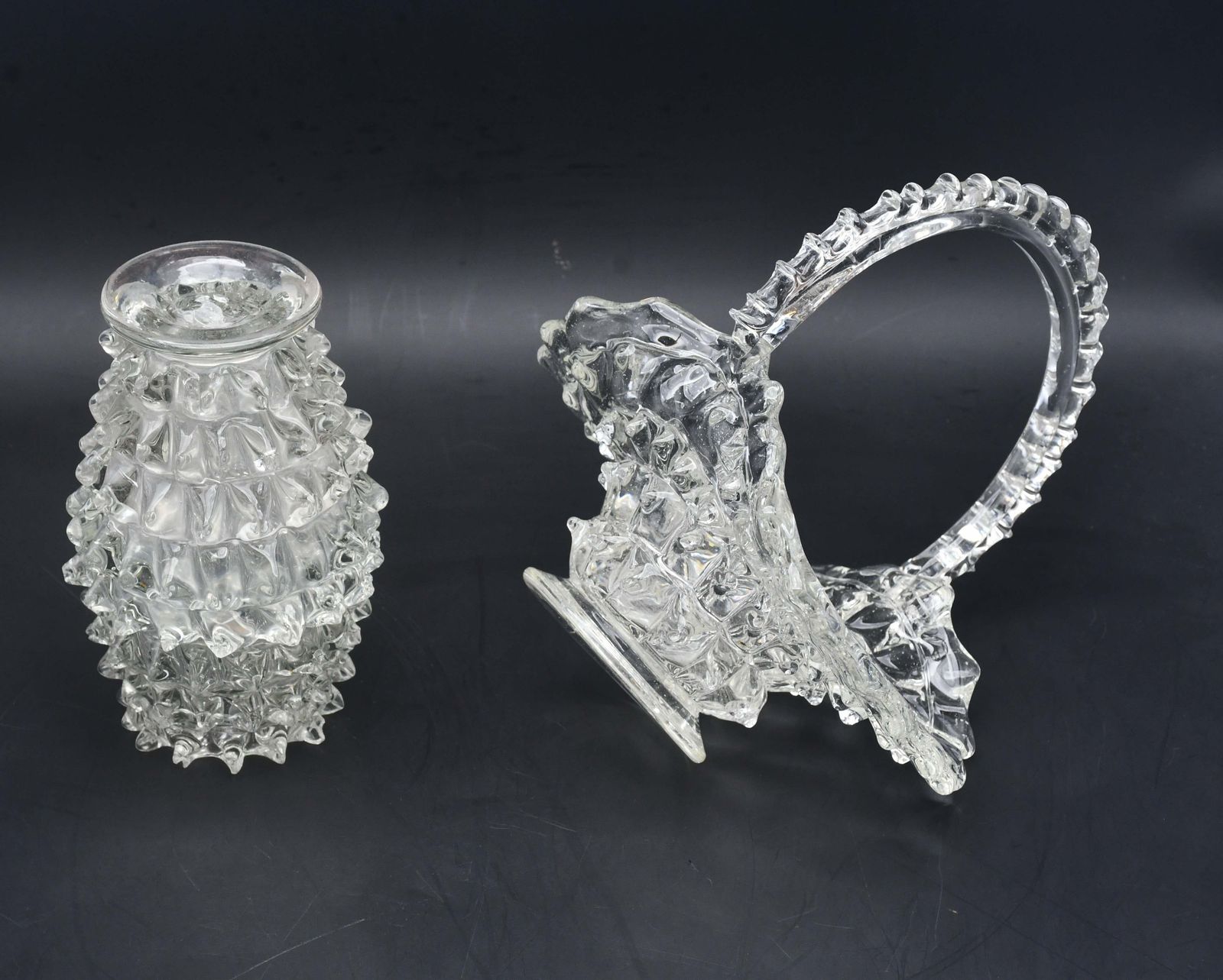 Home Decor Set Of 2 Ercole Barovier Rostrato Murano Italian Glass Vase For Barovier & Toso photo