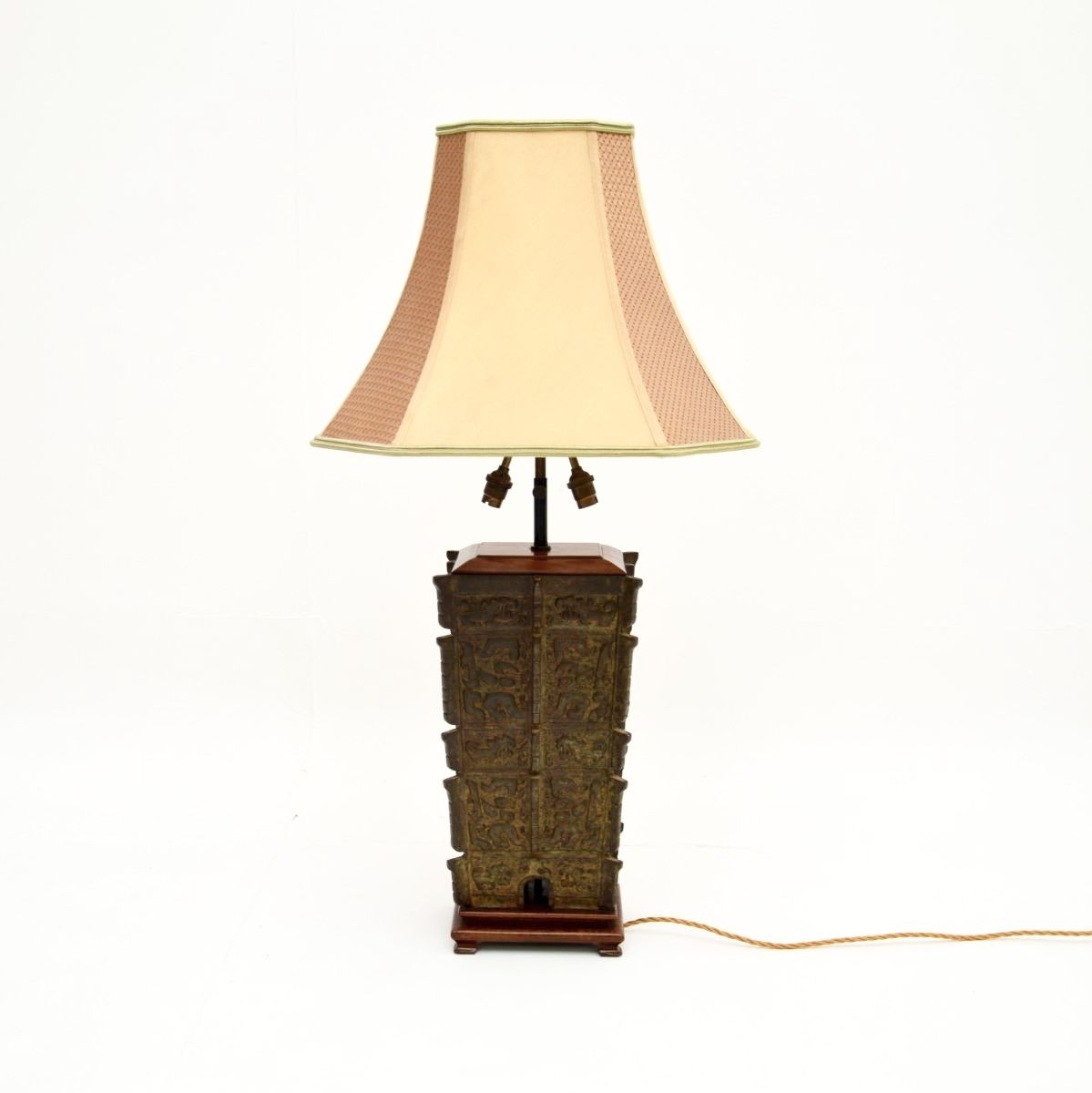 Large Antique Oriental Bronze Table Lamp photo furniture