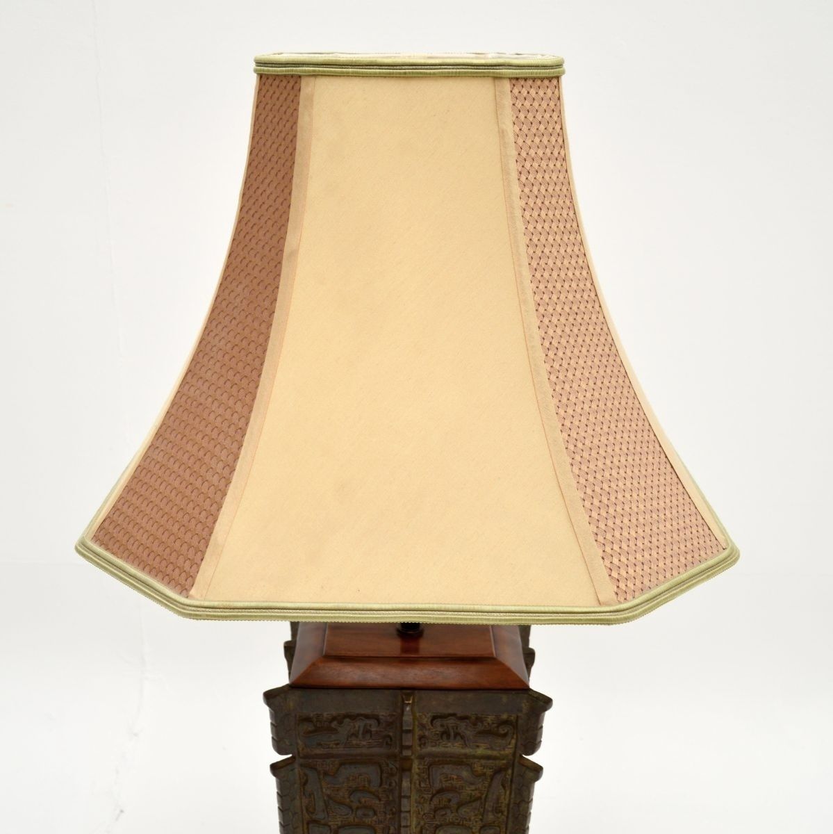 Large Antique Oriental Bronze Table Lamp photo Lighting