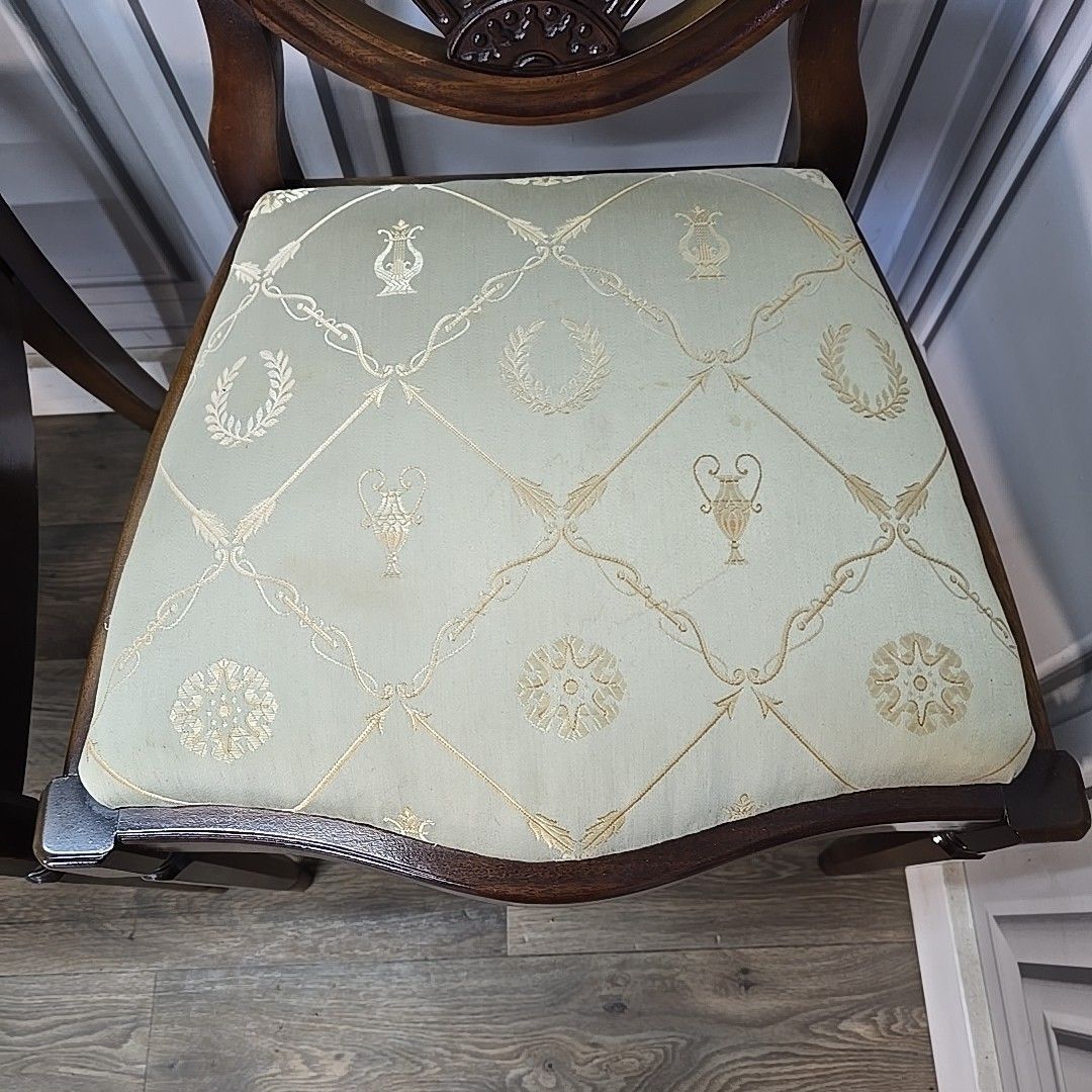 photo for sale Antique Mahogany Dining Chairs Upholstered Georgian Style Shield Back Seats