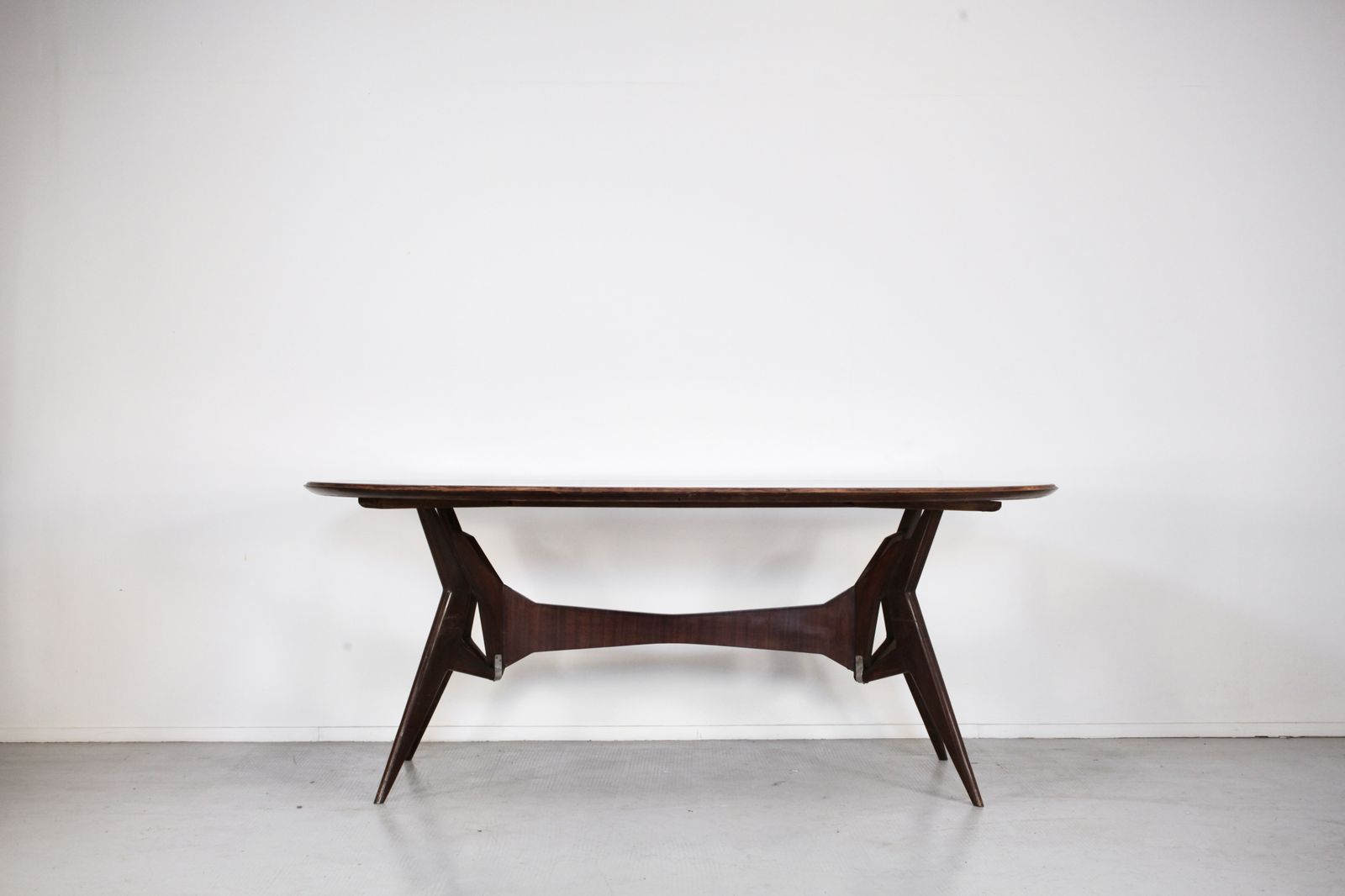 Midcentury Italian Oblong Marble Effect Table With Wood Base. photo furniture