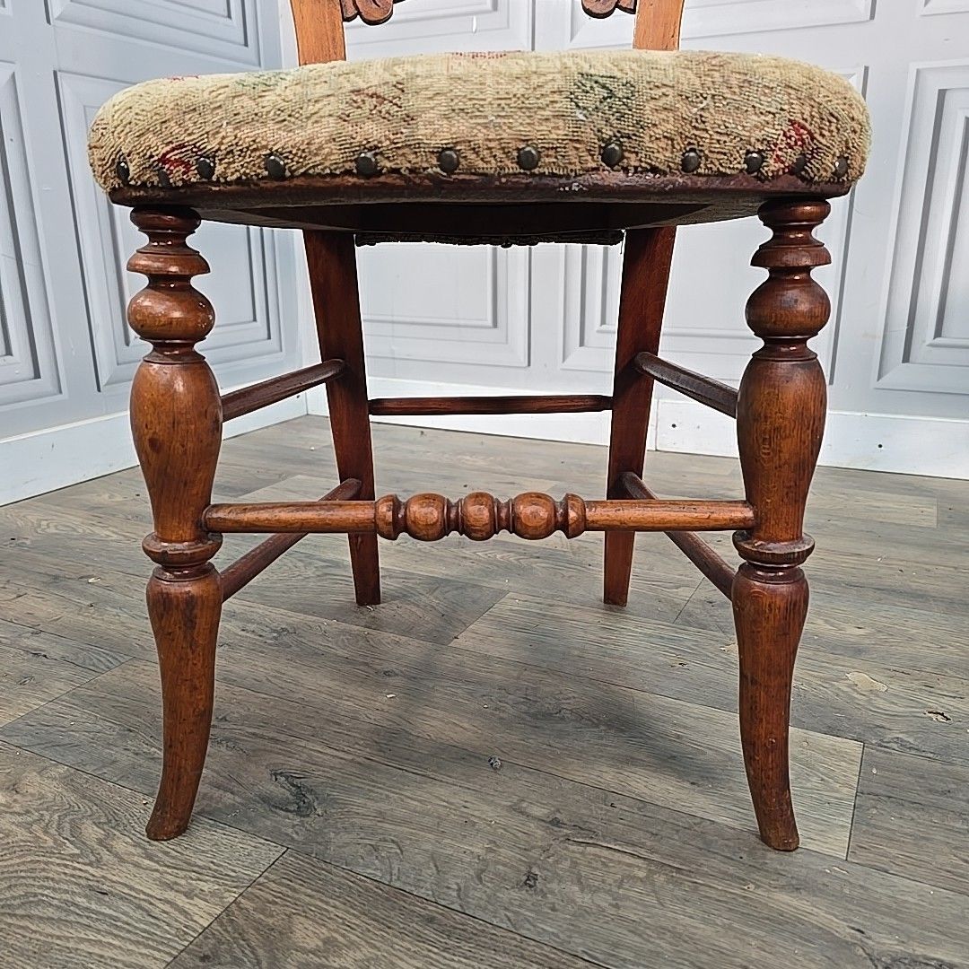 Antique Victorian Dining Chairs Walnut Balloon Back Bedroom Hall Seats Pair photo Furniture