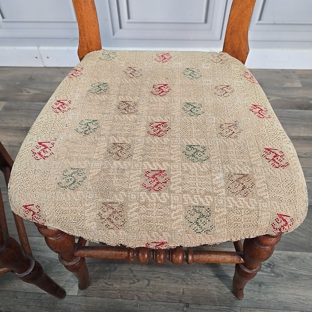 photo for sale Antique Victorian Dining Chairs Walnut Balloon Back Bedroom Hall Seats Pair