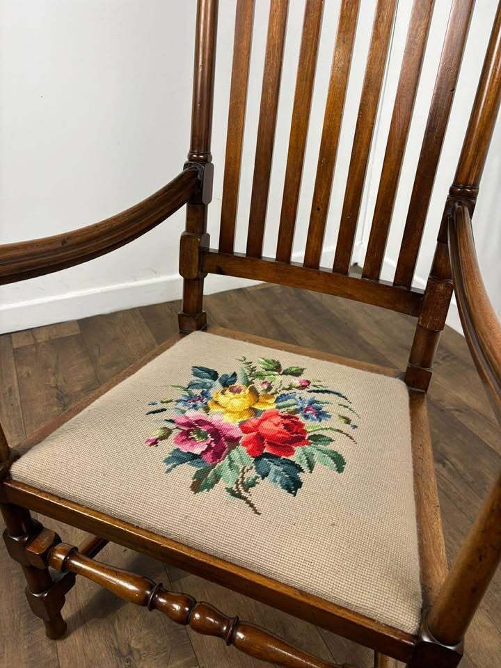 Reproduction Bar Back Mahogany Framed Armchair photo 329.0