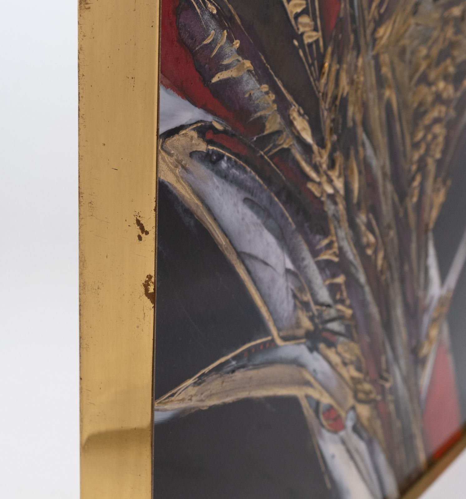 675.0 Antonie Jankovcová Fired Enamel Painting With Precious Metals On Glass Postmodern Czech 1980s photo