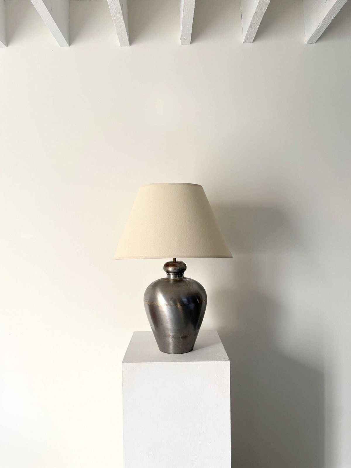 Large Vintage Mixed Metal Table Lamp, French 20th Century
