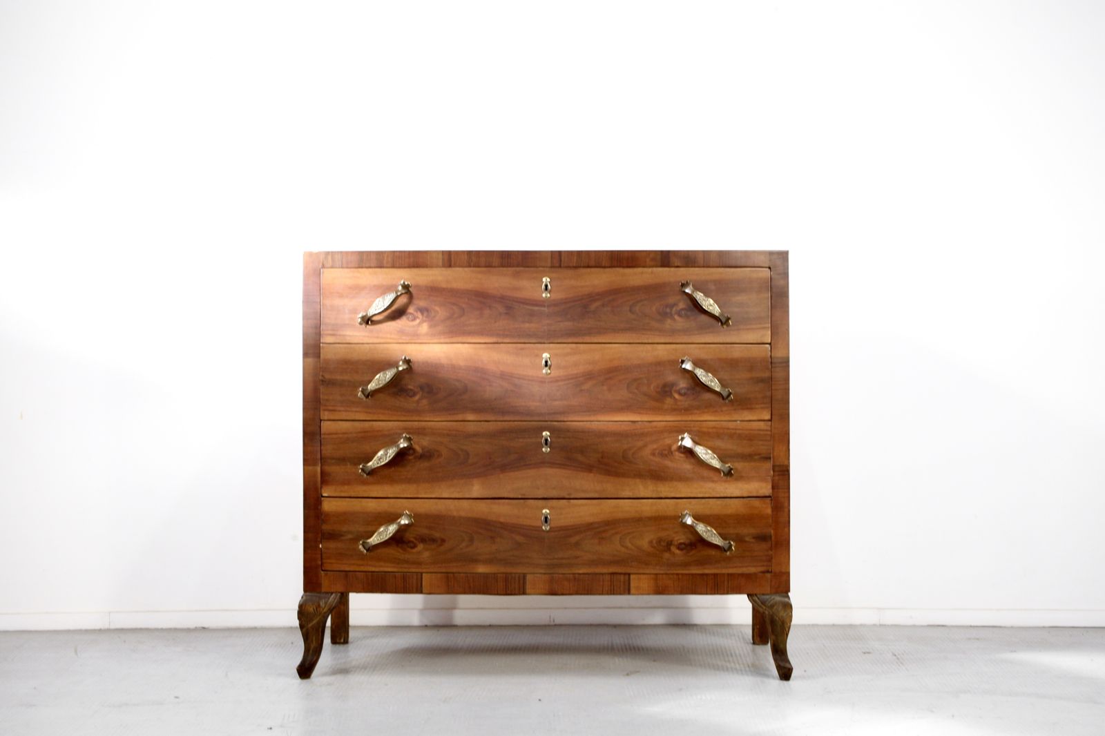 Art Deco Italian Chest Of Drawers In Walnut, 1930s. photo furniture