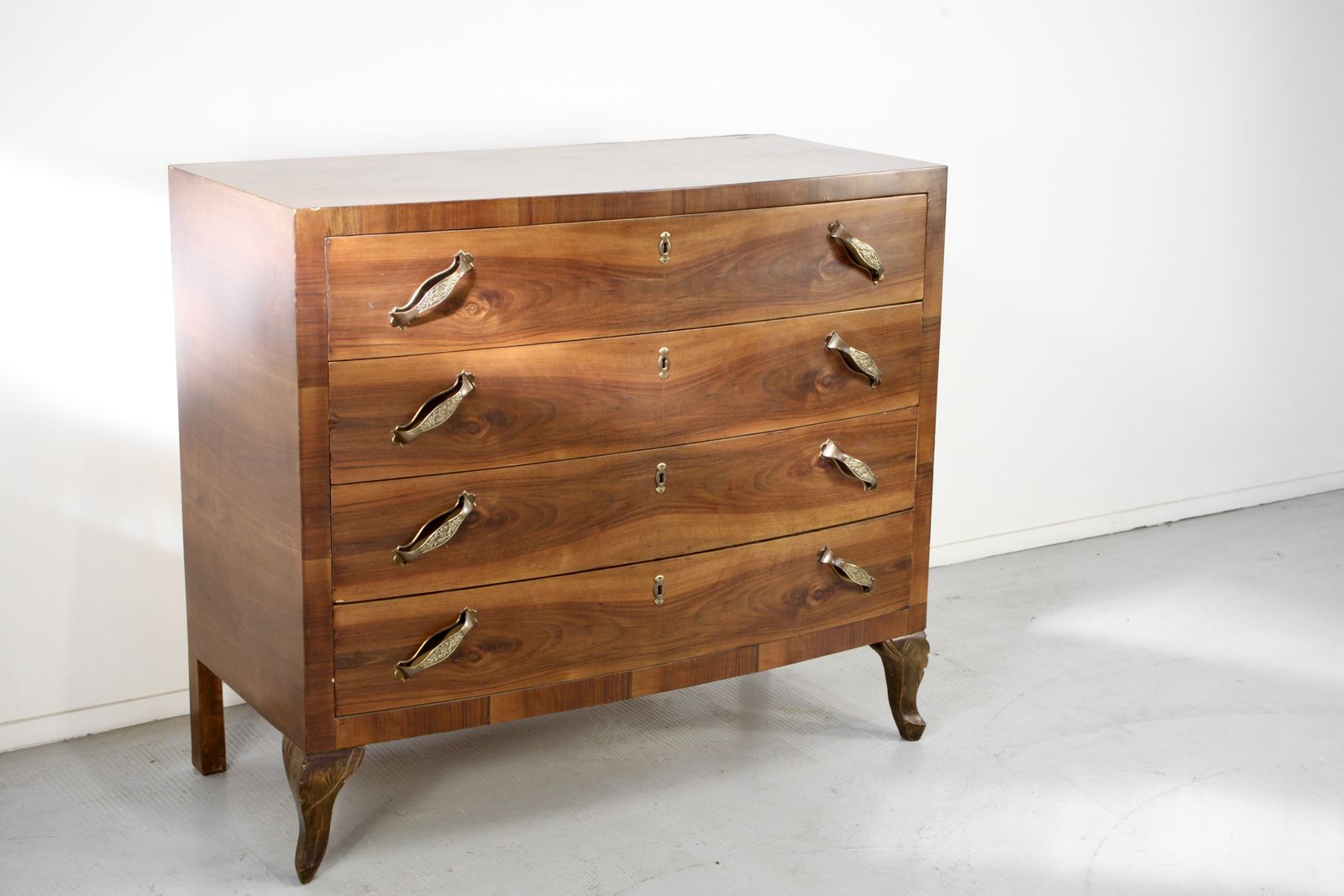 Art Deco Italian Chest Of Drawers In Walnut, 1930s. photo for sale