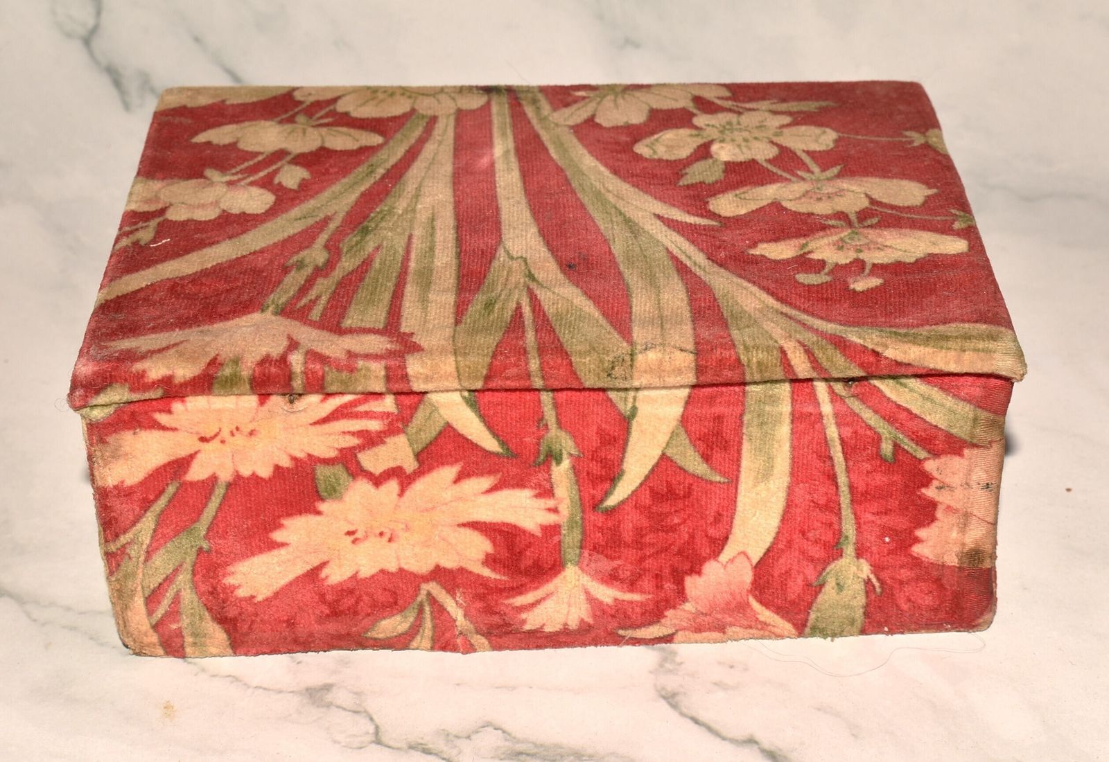 Art Nouveau Fabric Chocolate Box   French Original Floral Design photo for sale