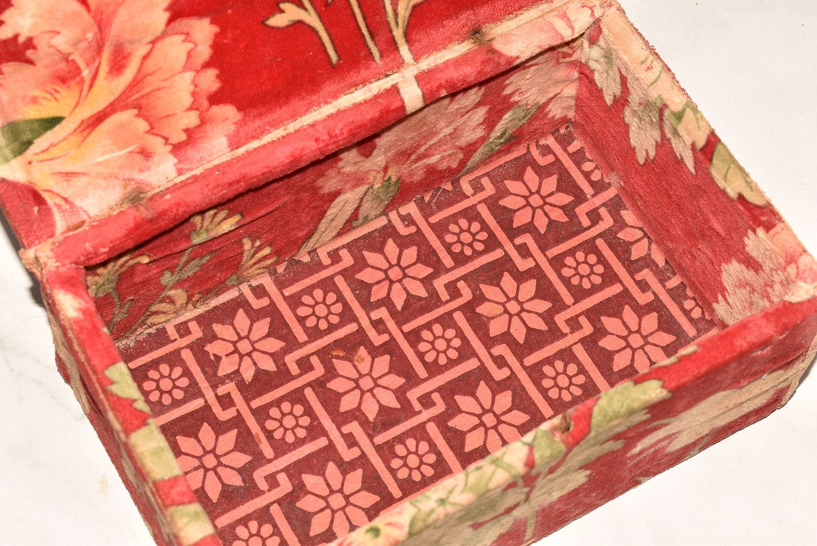 Art Nouveau Fabric Chocolate Box   French Original Floral Design photo Home Decor