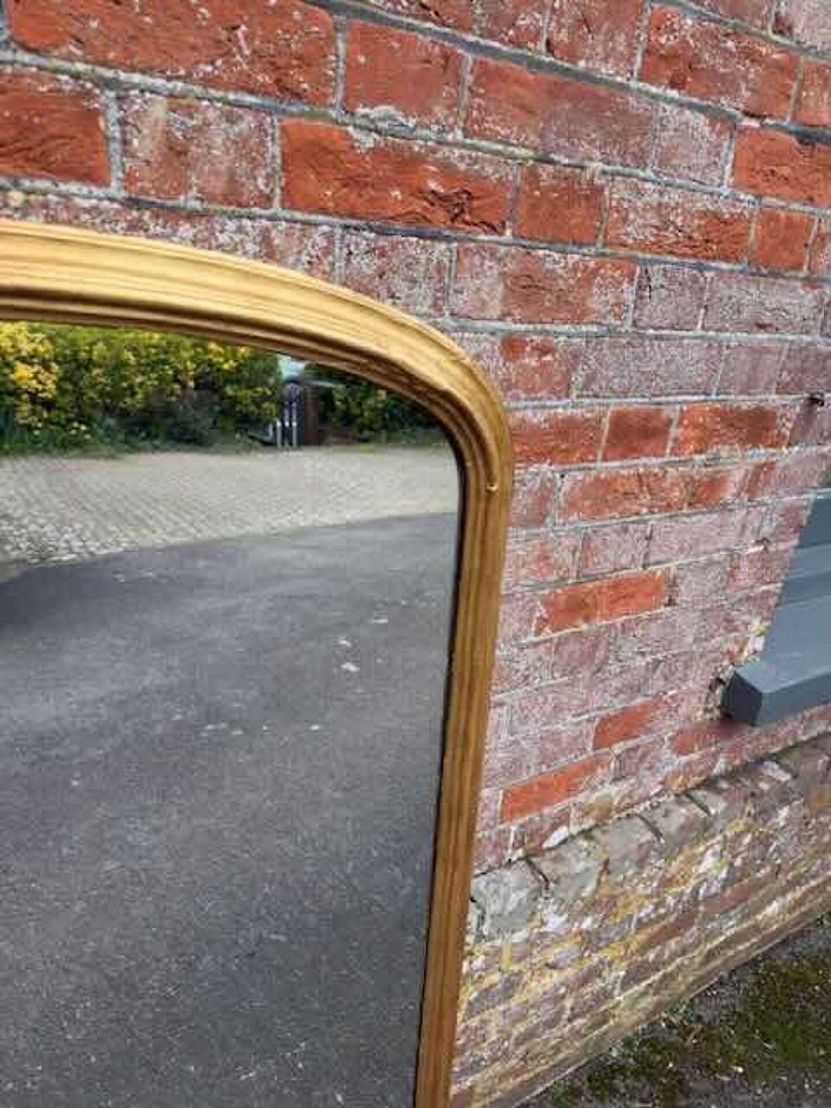 A Delightful Large Antique English 19th C Carved Wood & Gesso Gilt Overmantle Mirror. photo for sale