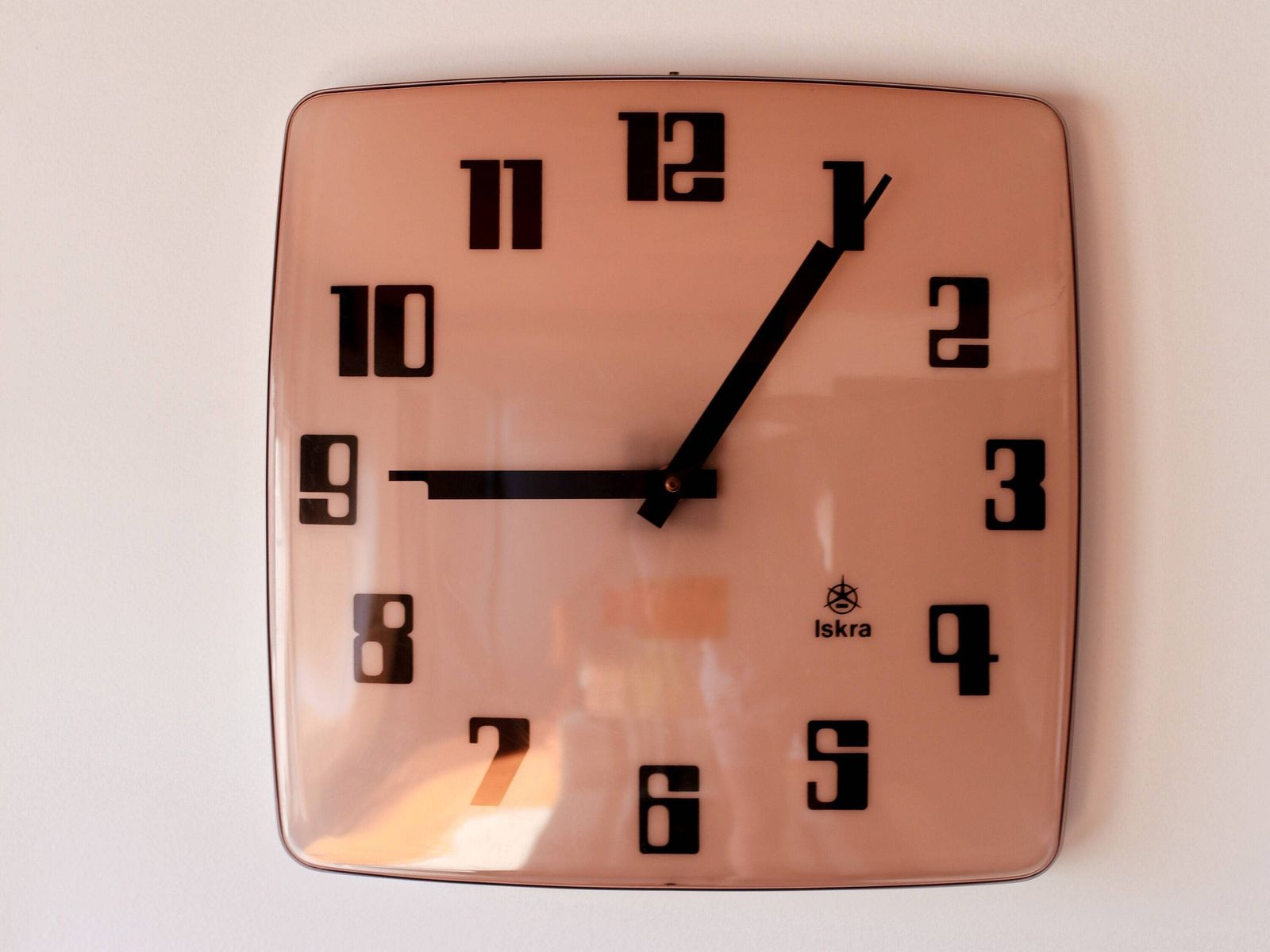 Xl Iskra Wall Clock: Smoky Pink Space Age Retro Design, Made In Yugoslavia