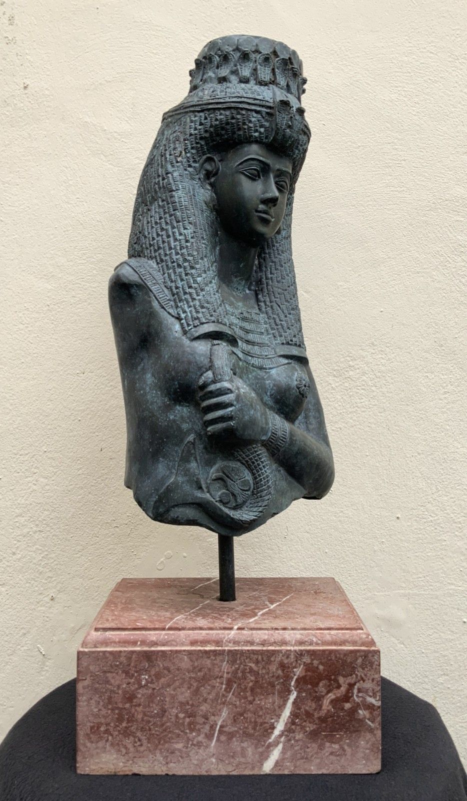 Large Exceptional Bronze Sculpture Cleopatra Egyptian Revival With Marble Stand photo for sale