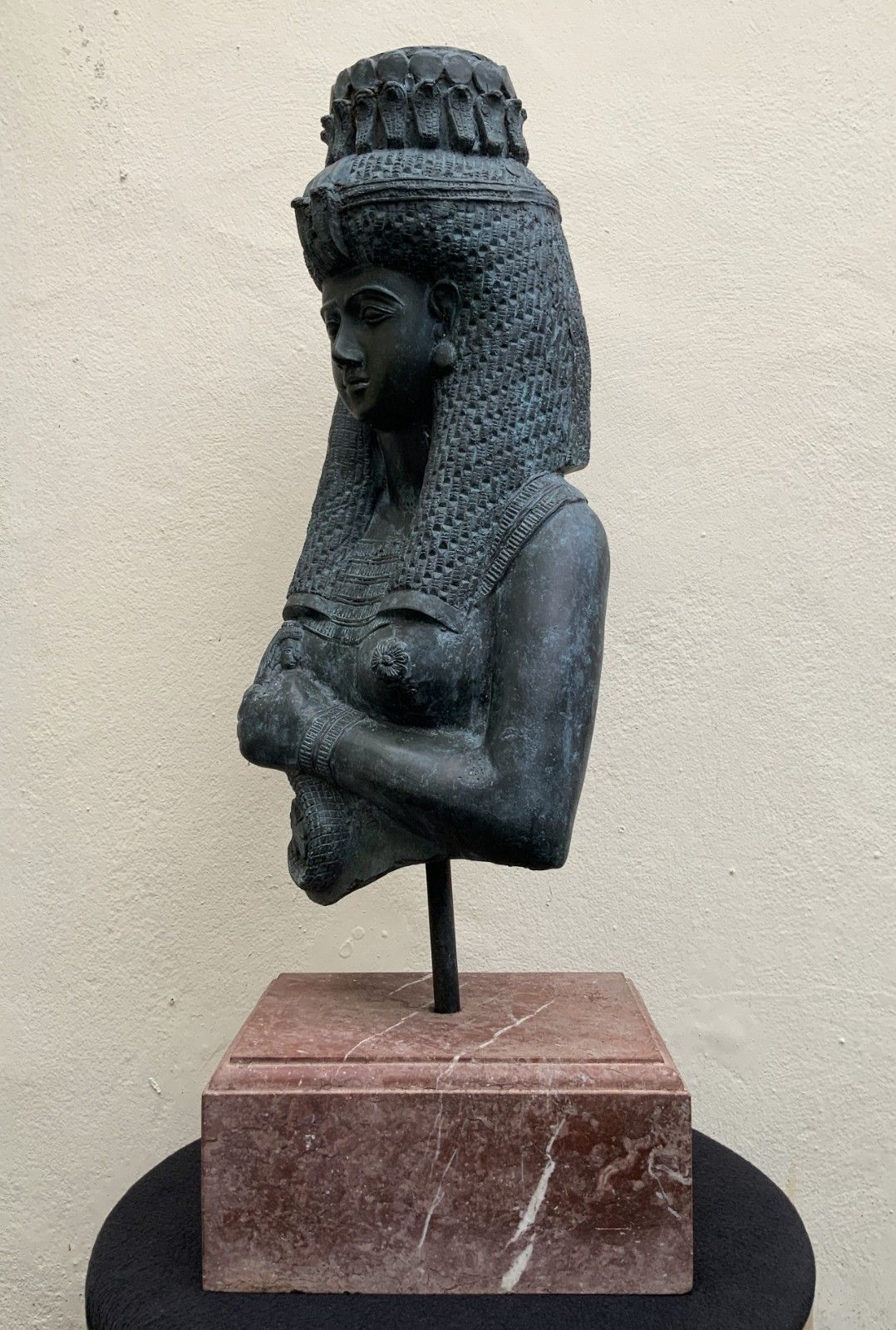 Large Exceptional Bronze Sculpture Cleopatra Egyptian Revival With Marble Stand photo 1650.0