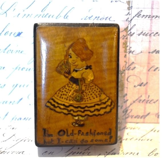 Victorian Jewellery Box   Gorgeous Risque Unique Illustration Of Cheeky Girl   I'm Old Fashioned But I Can Go Some!