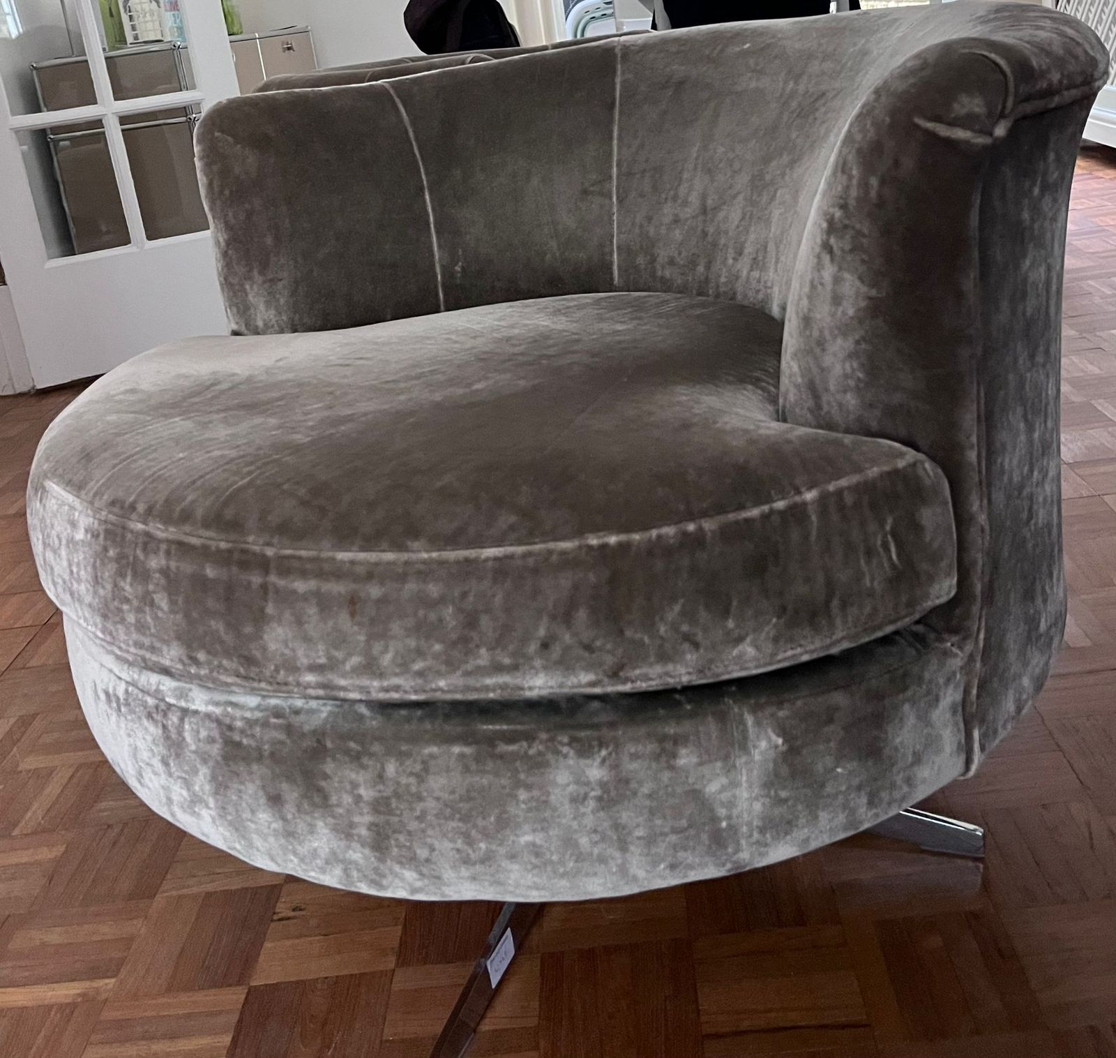 Early 21st Century European Velvet Swivel Chair photo furniture