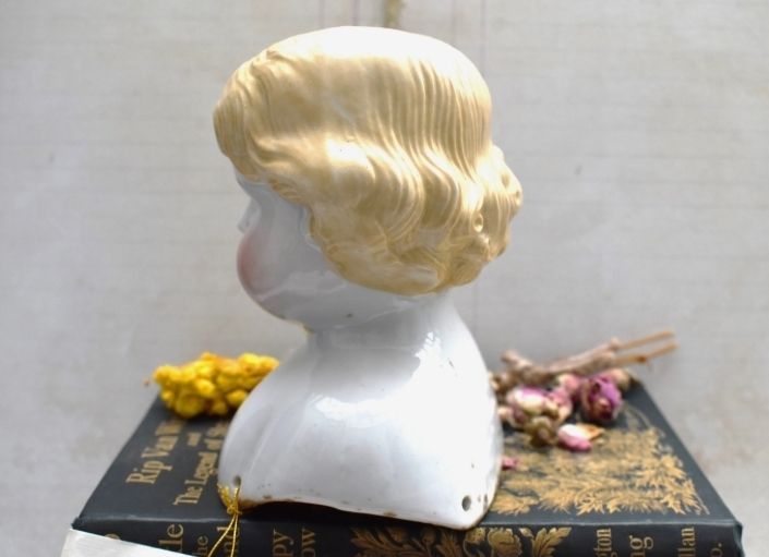 Antique 1880s Abg Very Large Doll Head: Blonde Hair Rosalie Whyel Provenance photo 280.0