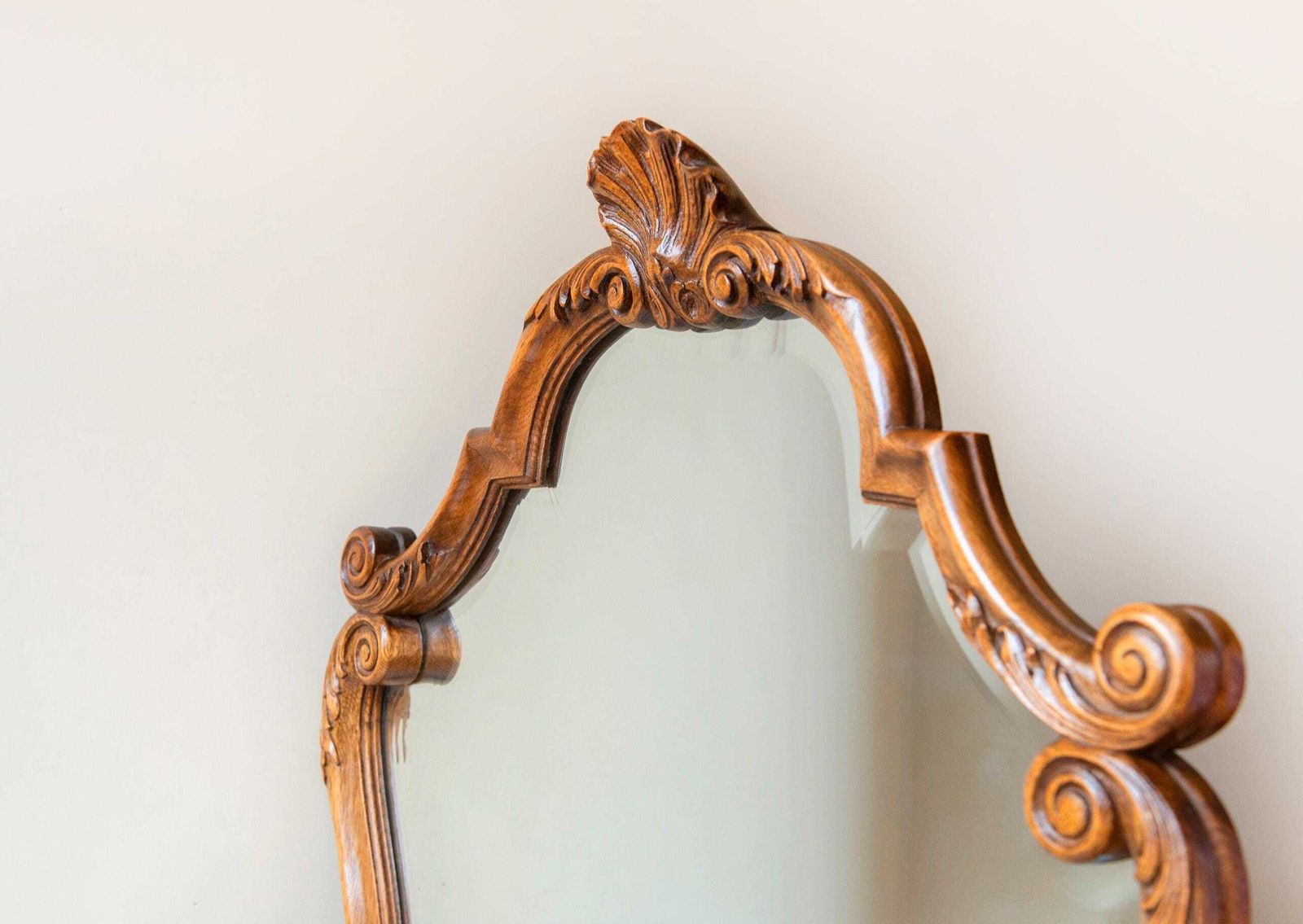 Antique Ornate Wall Mirror   Rococo Louis XV Style   Large Hand Carved Wood Frame photo for sale