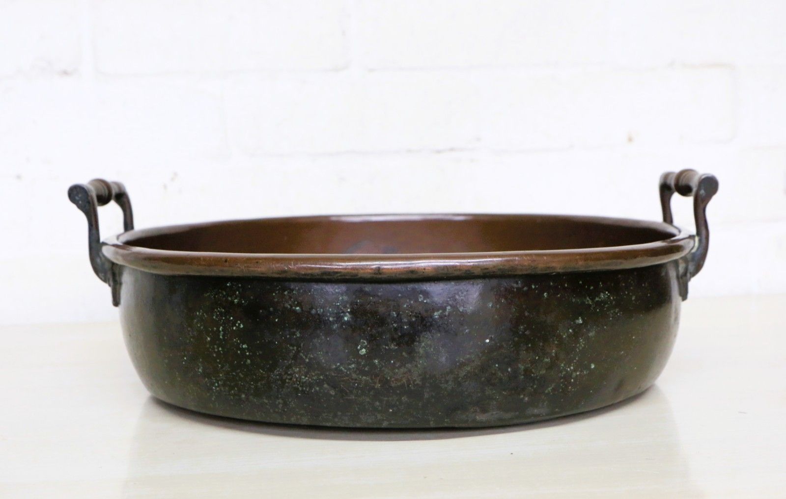 Antique 19th C. Copper Pan Cooking Pot Never Polished 36.5 Cm Excellent Patina photo vintage