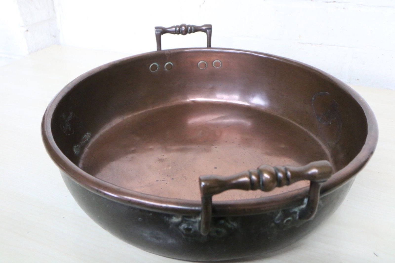 photo for sale Antique 19th C. Copper Pan Cooking Pot Never Polished 36.5 Cm Excellent Patina