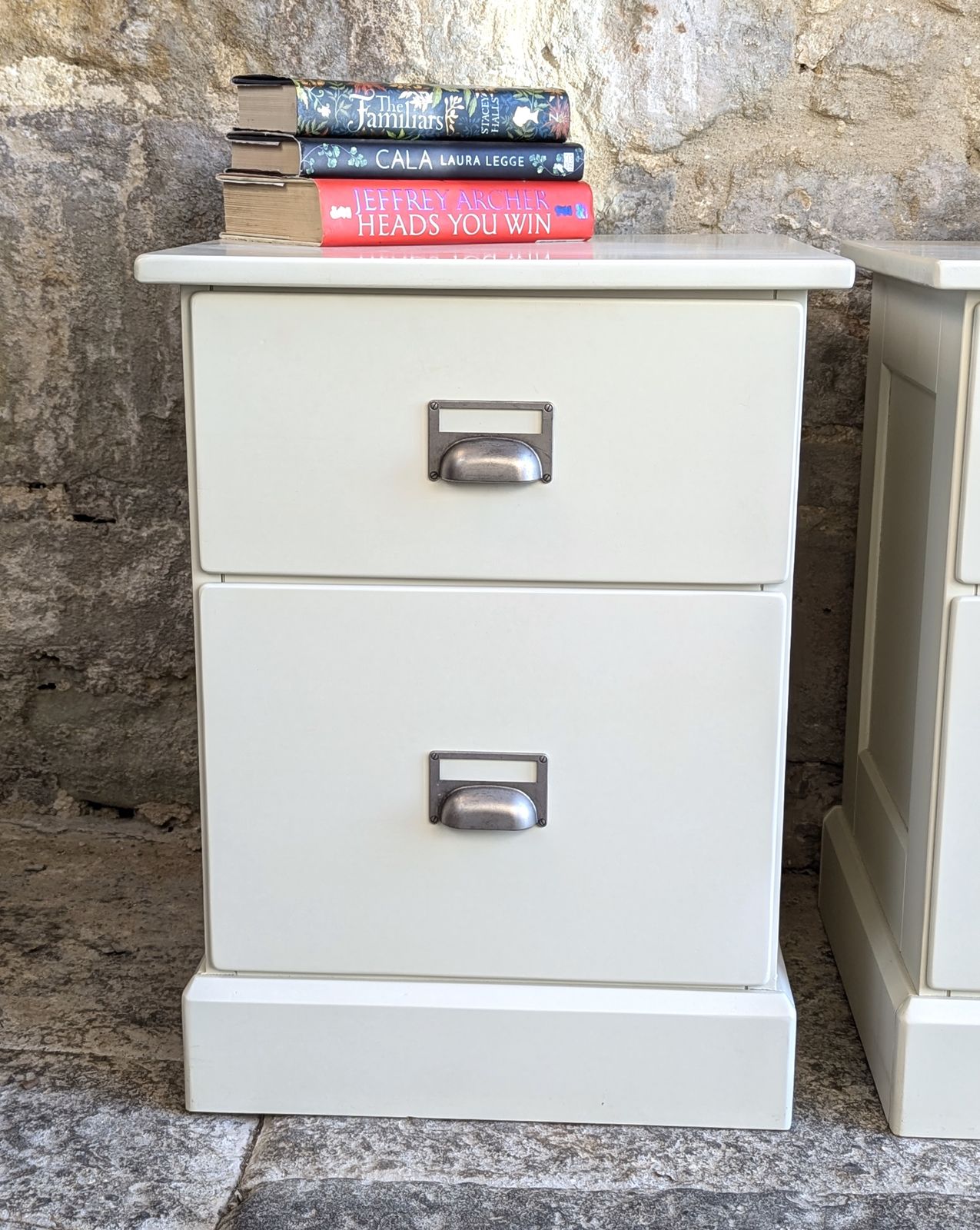 Pair Painted Bedside Tables With Drawers   Off White/ Cream   Sku 140 photo Furniture