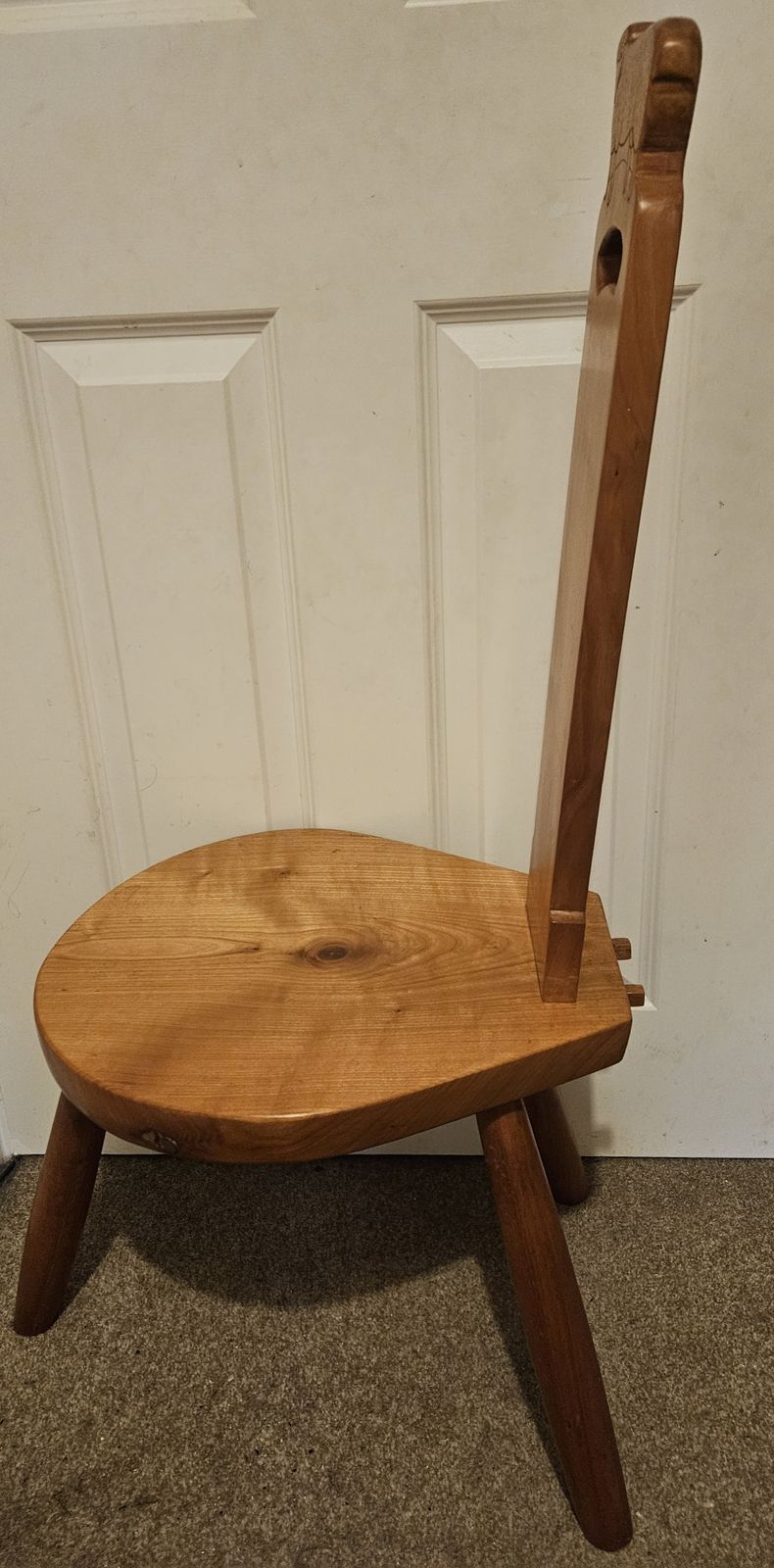 Carved Sheep Maplewood 3 Legged  Stool Mid Century 1990s photo vinterior
