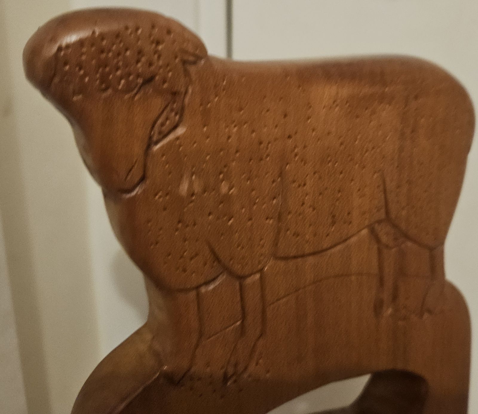 Carved Sheep Maplewood 3 Legged  Stool Mid Century 1990s photo buy