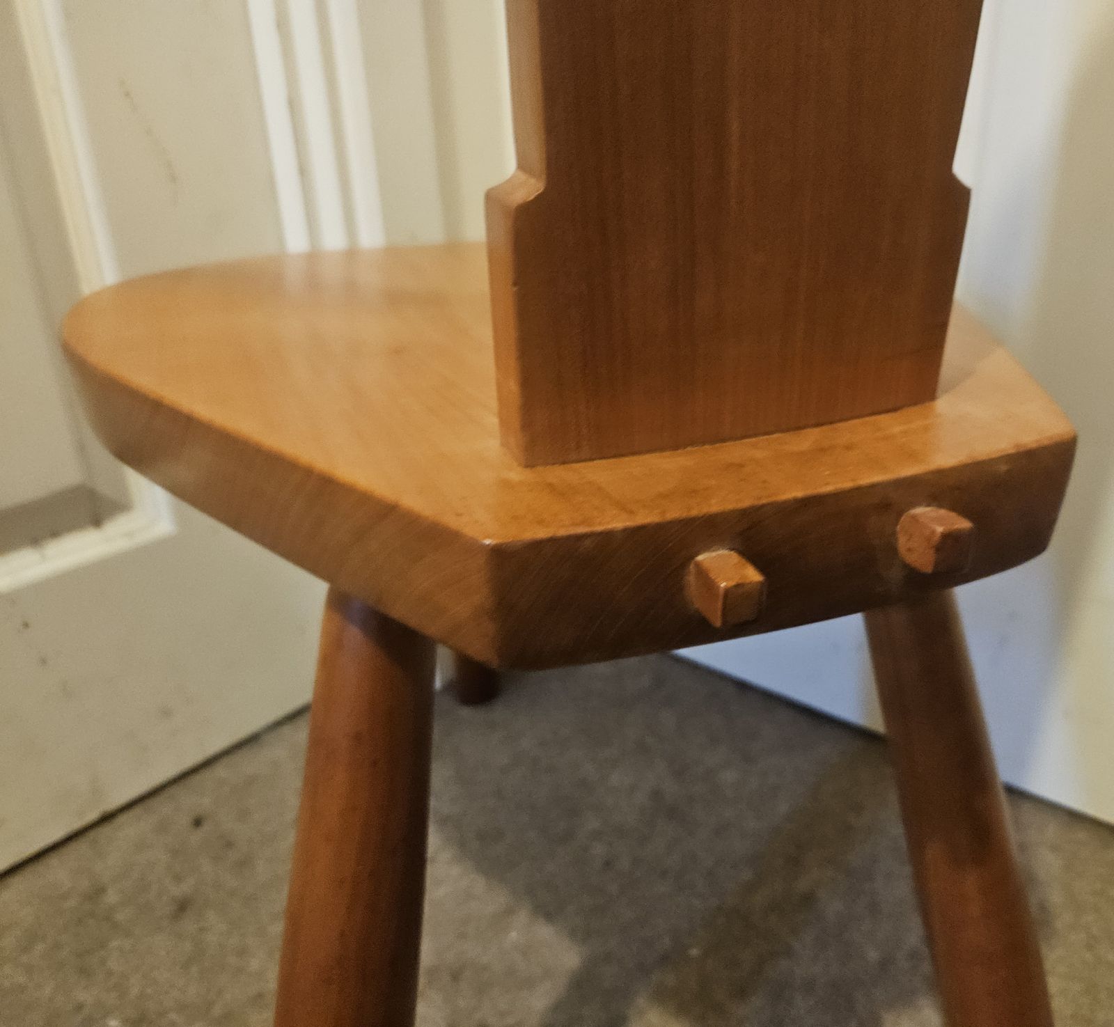 Carved Sheep Maplewood 3 Legged  Stool Mid Century 1990s photo vintage