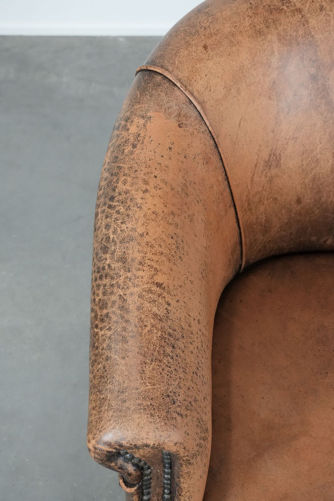 Timeless Vintage Sheep Leather Club Armchair With Character And A Beautiful Patina photo buy
