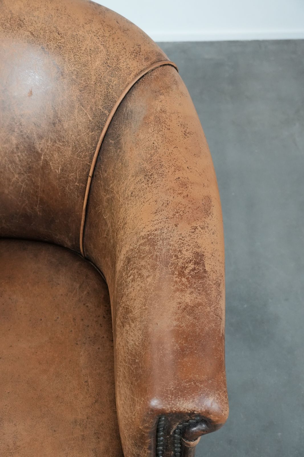 Timeless Vintage Sheep Leather Club Armchair With Character And A Beautiful Patina photo vintage