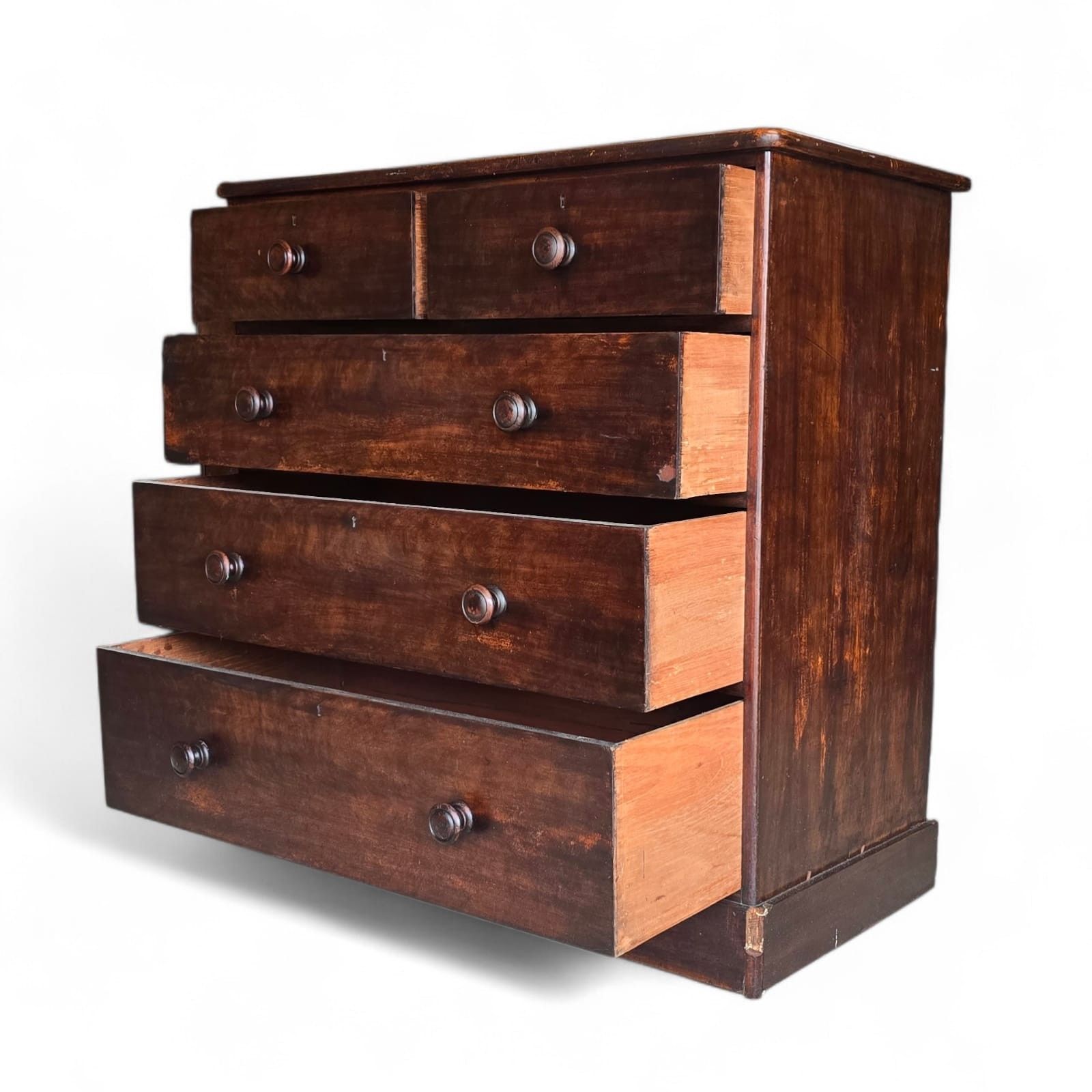 Antique Victorian Stained Pine Chest Of Drawers 2 Over 3 photo Furniture