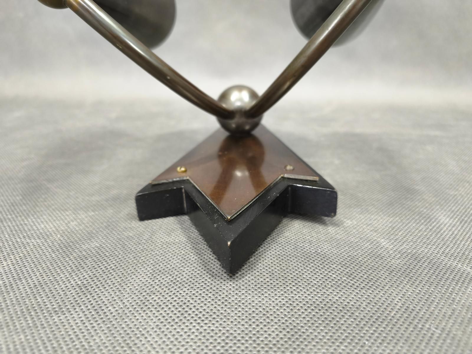 Czech Cubist Art Deco Wall Lamp, Metal And Wood, 1930s photo 688.0