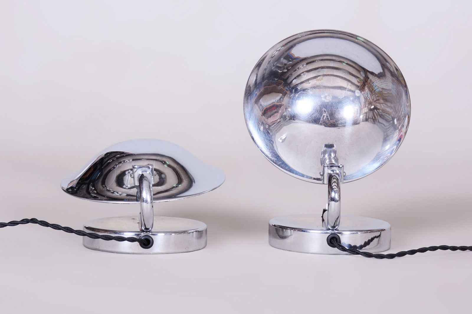 Pair Of Restored Bauhaus Table Lamps, By Napako, Chrome, Steel, Czech, 1920s photo 750.0