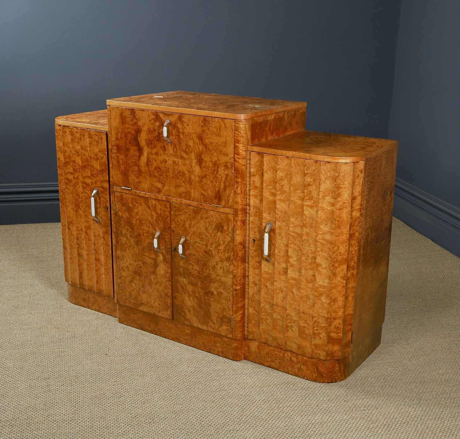 6495.0 English Art Deco Satinwood & Electric Cocktail Cabinet By Harry & Lou Epstein (Circa 1930) photo