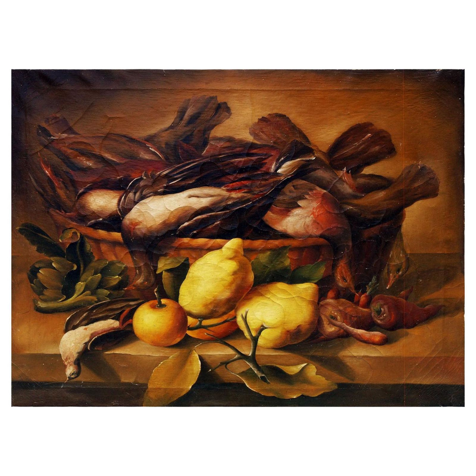 19th Century Still Life Painting Oil On Canvas Neapolitan Pictorial Tradition