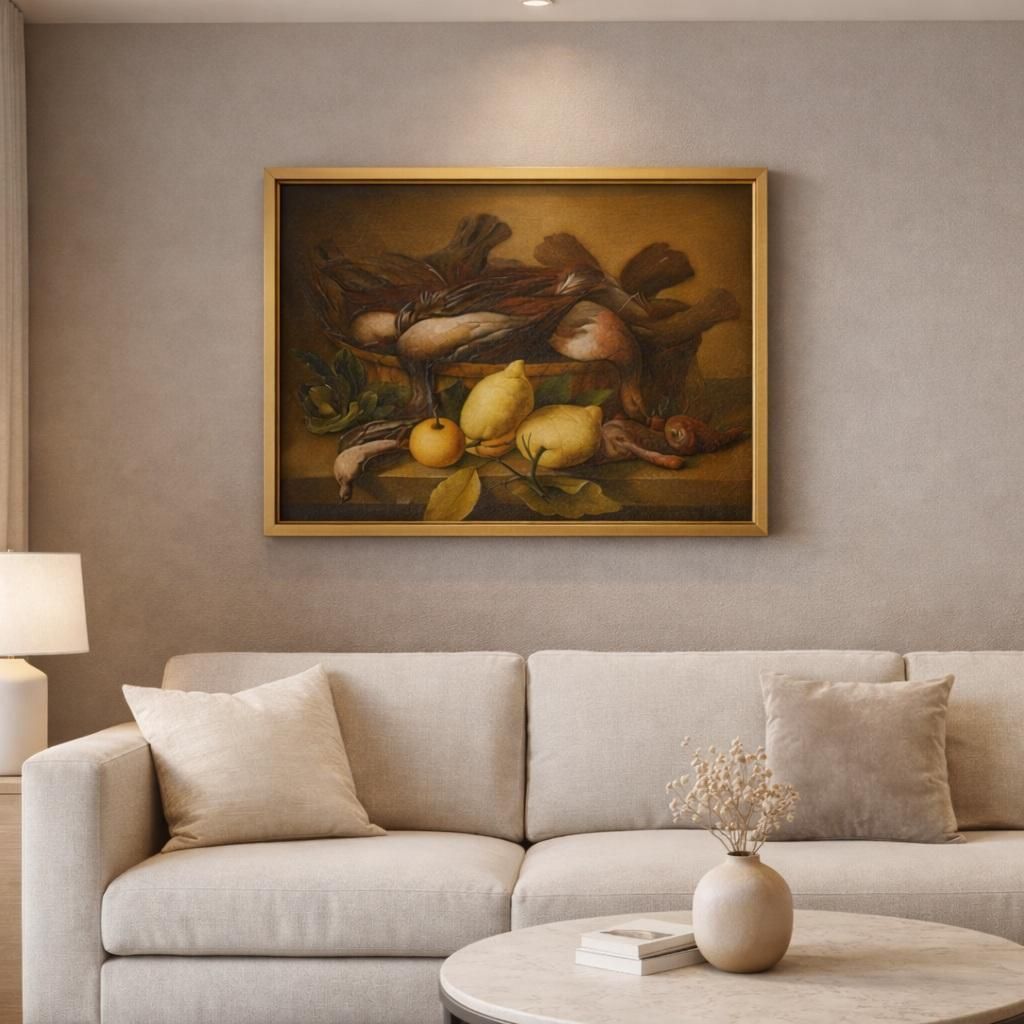 photo for sale 19th Century Still Life Painting Oil On Canvas Neapolitan Pictorial Tradition