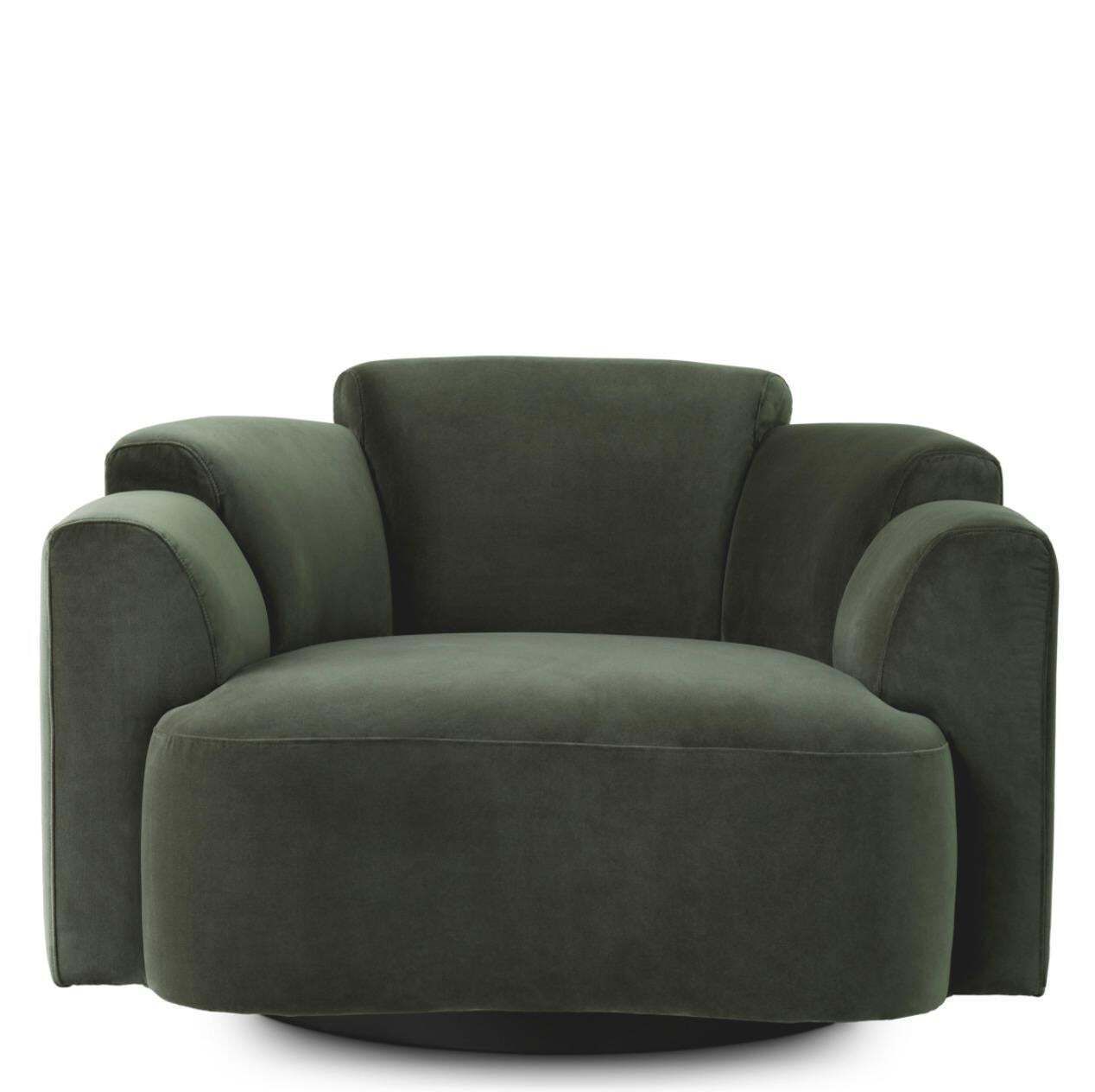 Swivel Chair In Torrin Green Velvet photo for sale