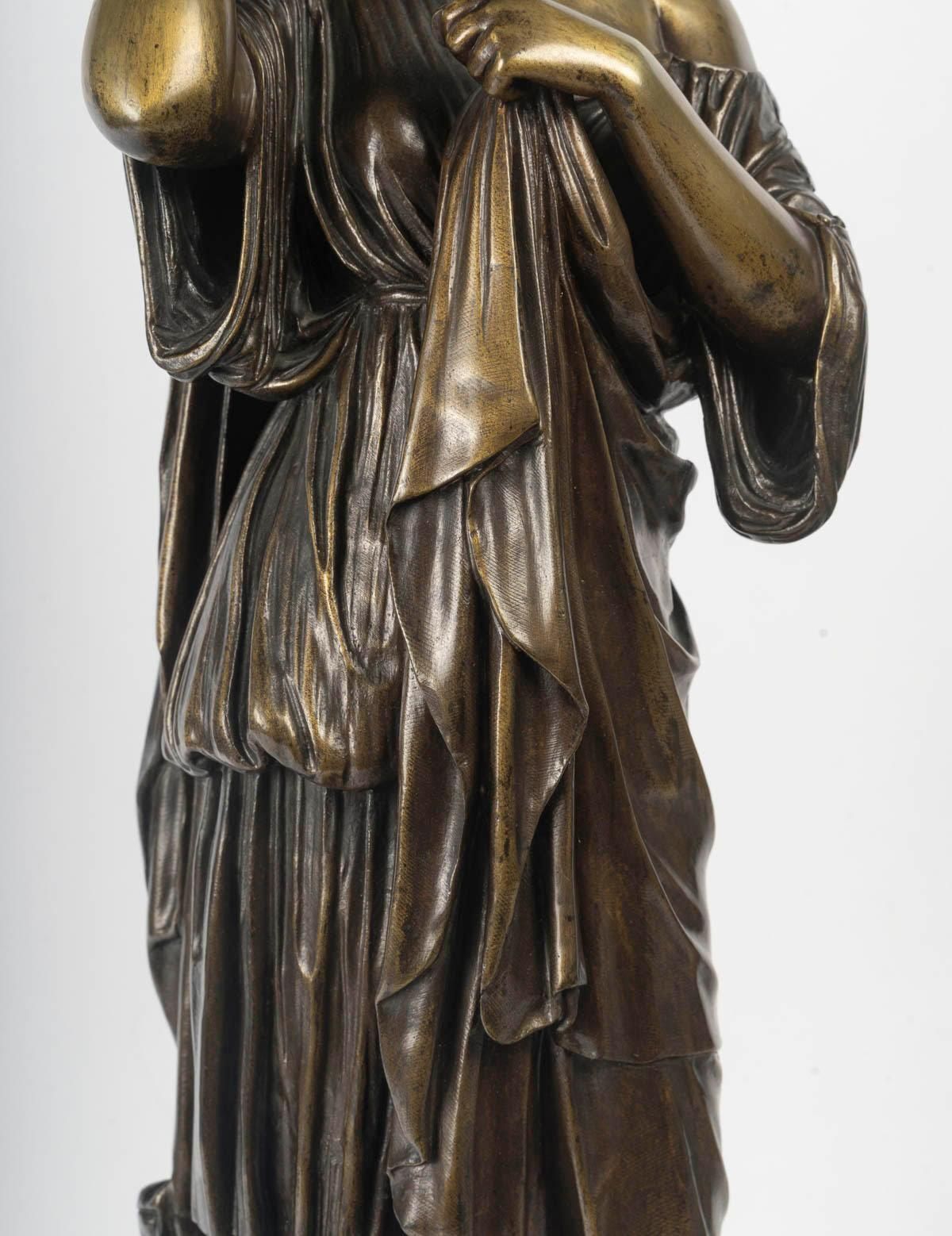 Early 20th Century Patinated Bronze Sculpture Of Diana On A Wooden Base. photo for sale